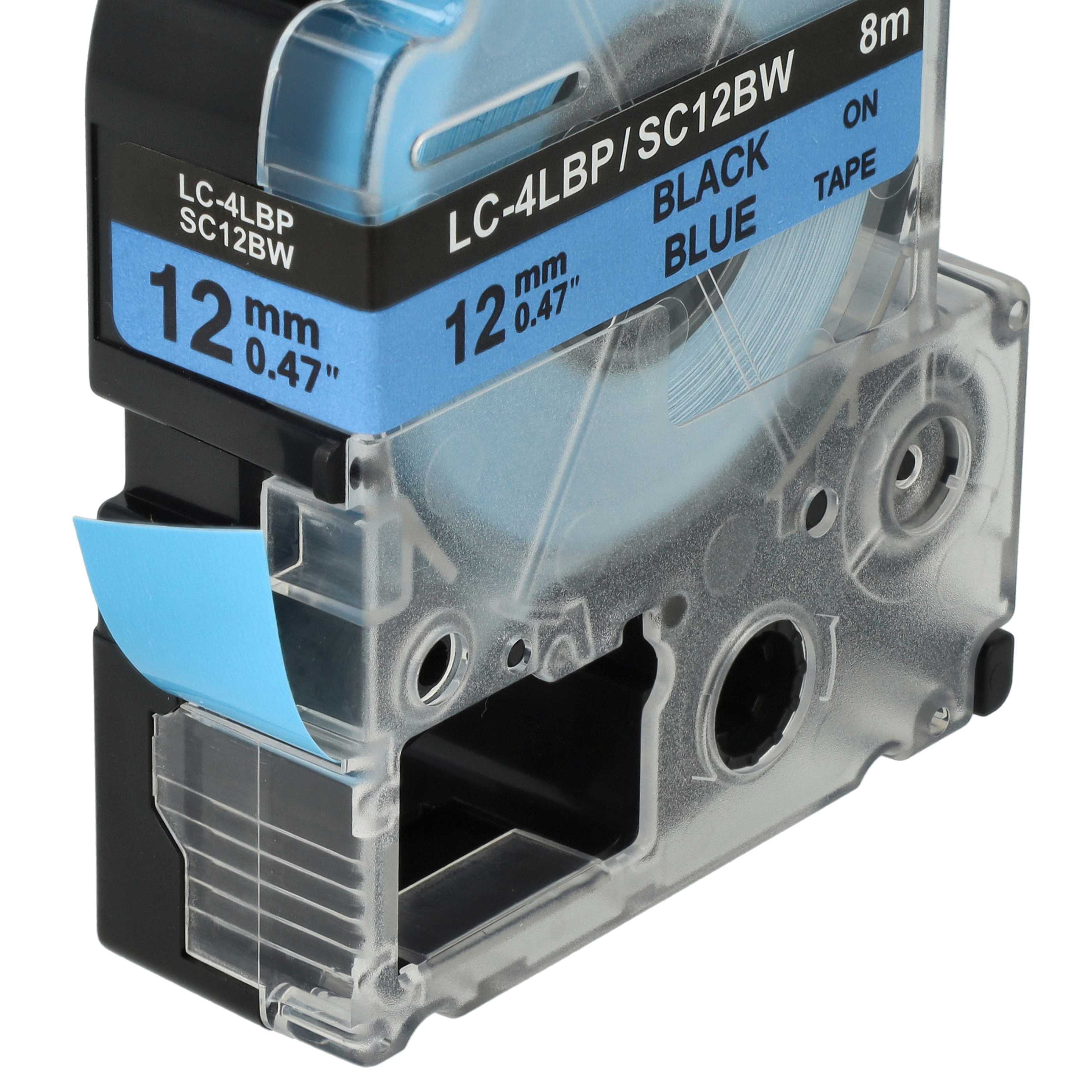 Label Tape replaces Epson LC-4LBP - 12 mm Black to Blue