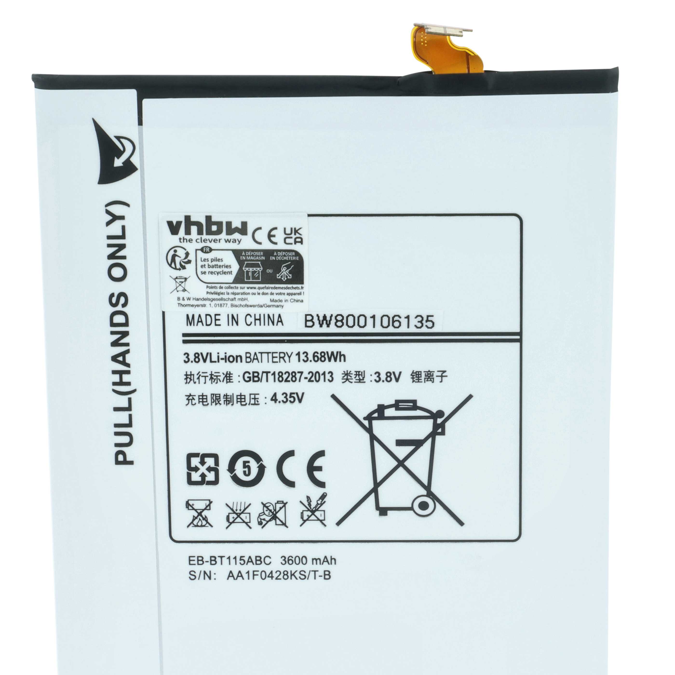 Batteria per tablet sostituisce Samsung DL0DA18As/9-B, DL0DC02aS/9-B, DL0DB01aS/9-B - 3600mAh 3,8V Li-Poly