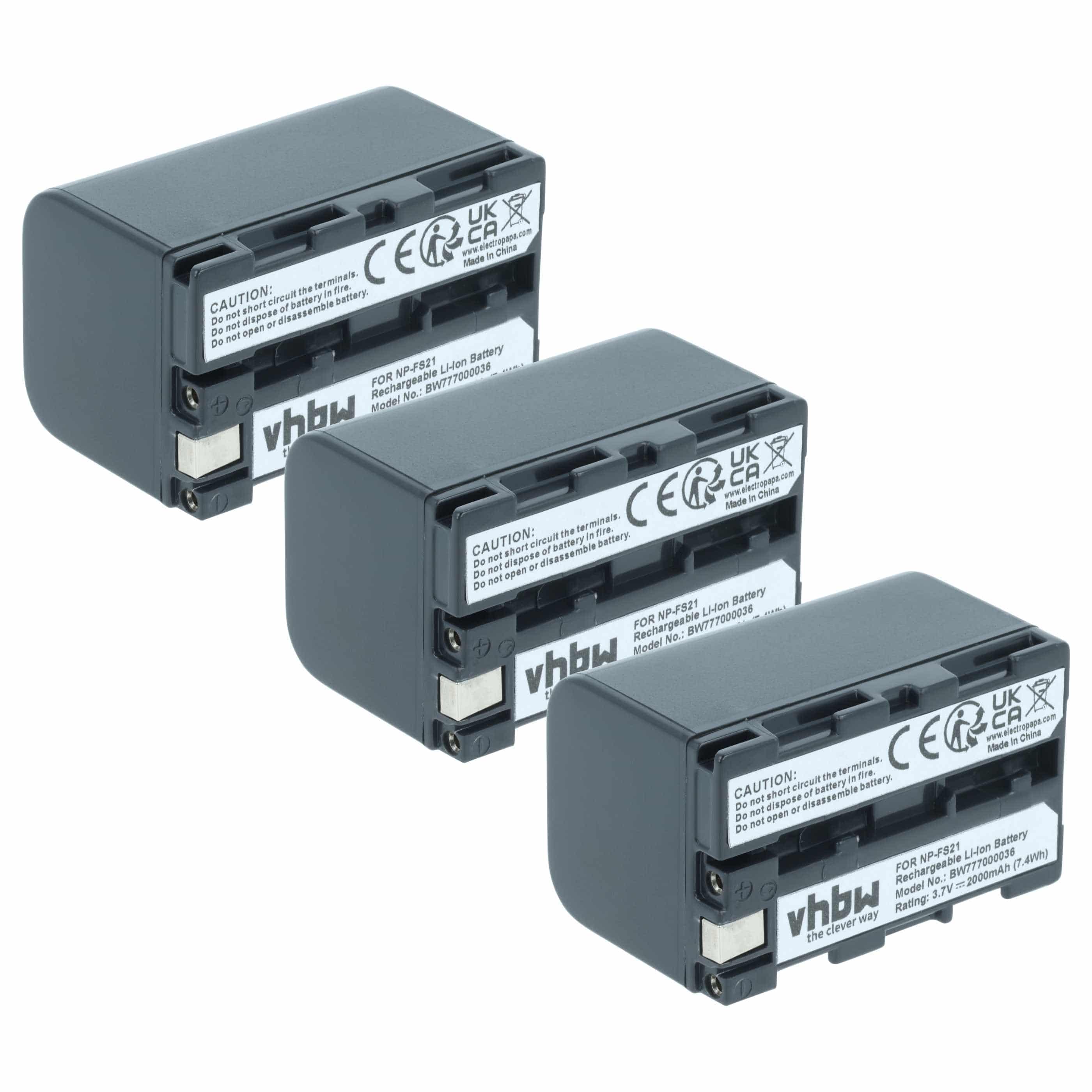 Videocamera 3x Battery replaces Sony NP-FM11, NP-FS10, NP-F11, NP-FM10, NP-F10 - 2000 mAh 3.6 V Li-Ion