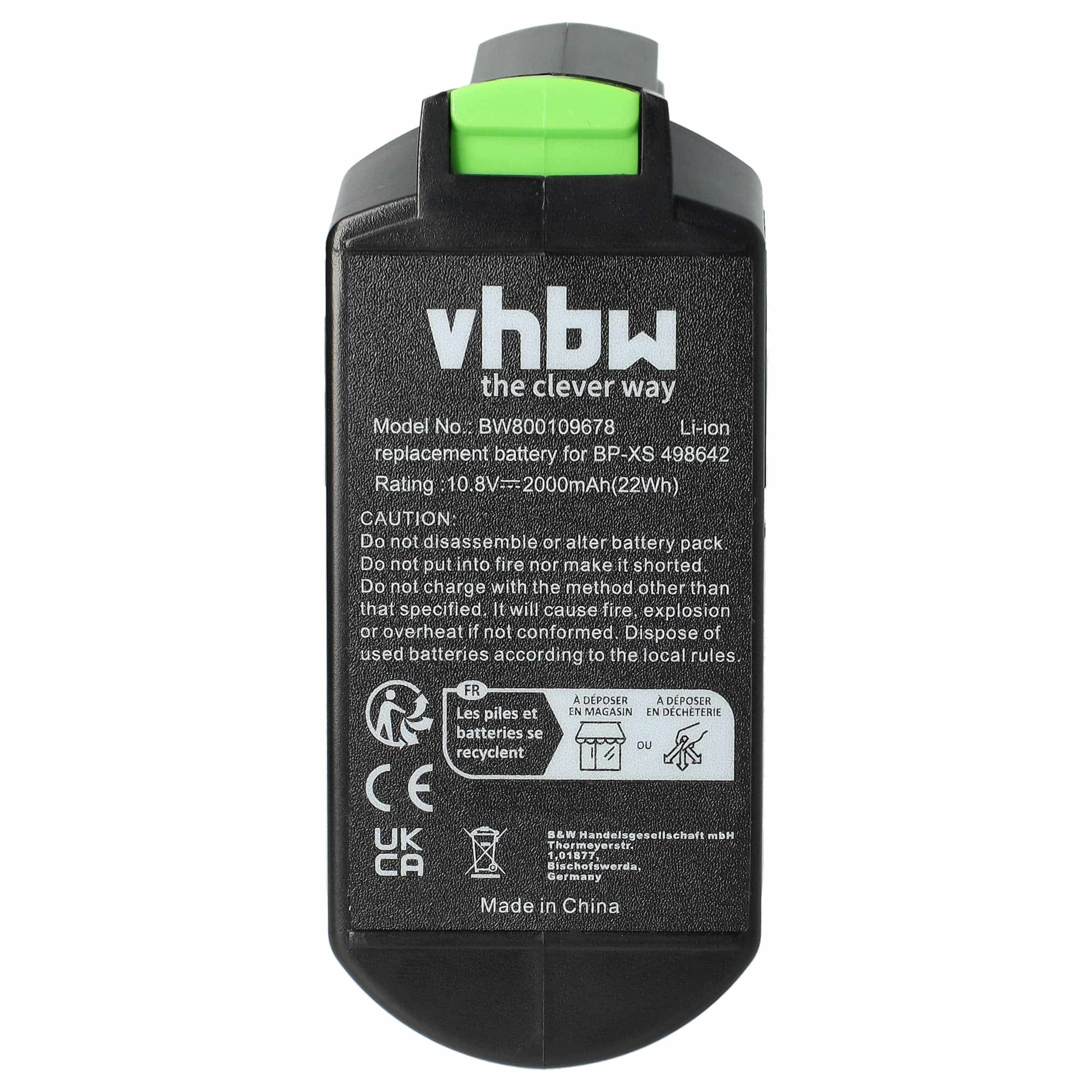 3x Battery replaces Festool 498616, 498338, 498336, 498339 Electric Power Tool - 2000 mAh, 10.8 V, Li-Ion