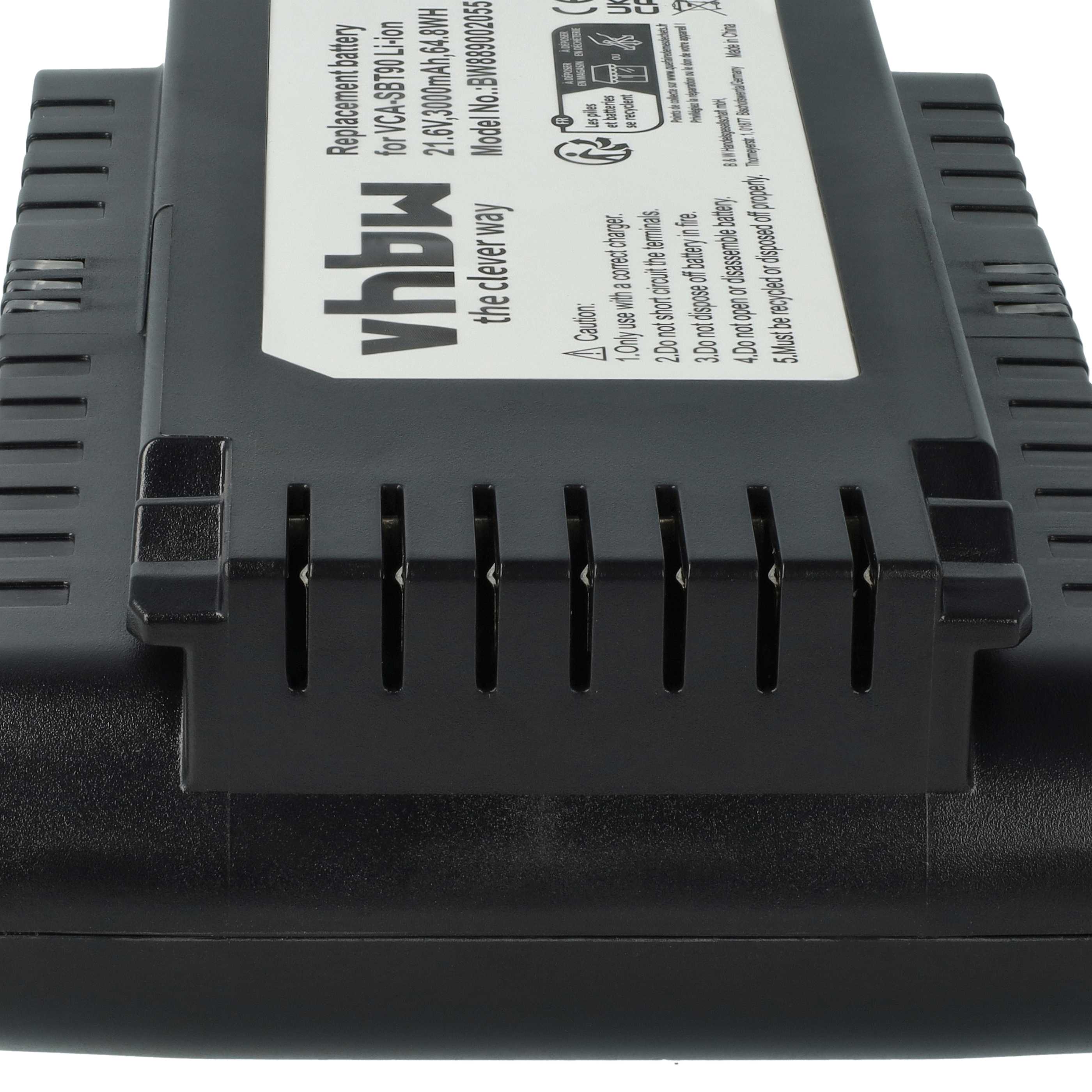 Batteria sostituisce Samsung VCA-SBT90, DJ96-00221A per aspirapolvere Samsung - 3000mAh 21,6V Li-Ion nero