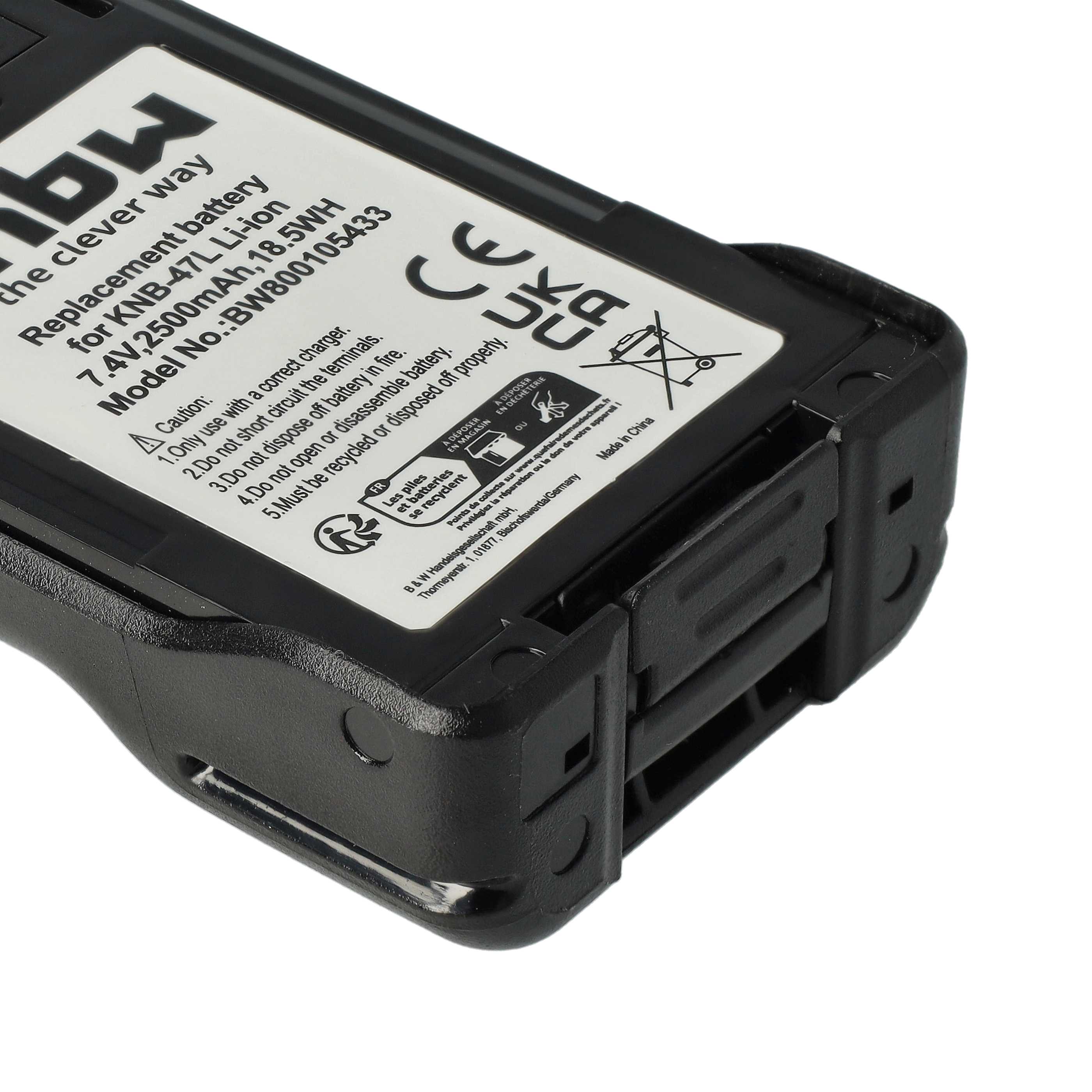 Batteria sostituisce Kenwood KNB-47L, KNB-48L, KNB-48, KNB-47 per dispositivo radio - 2500mAh 7,4V Li-Ion