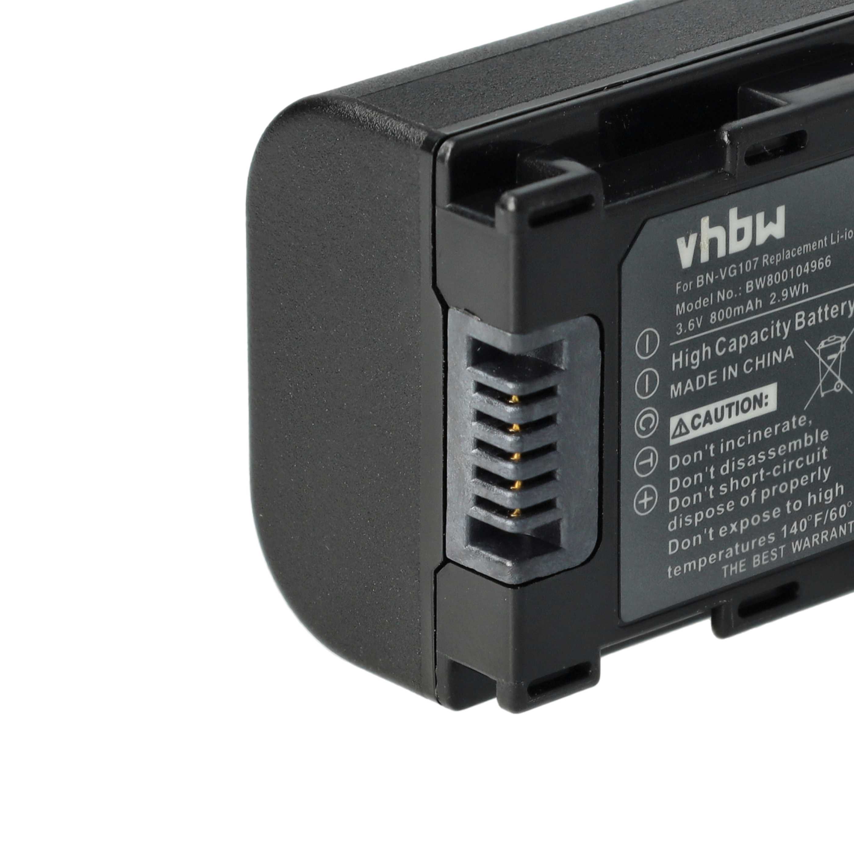 Videocamera 3x Battery replaces JVC BN-VG107, BN-VG107U, BN-VG107E, BN-VG107US - 800 mAh 3.6 V Li-Ion