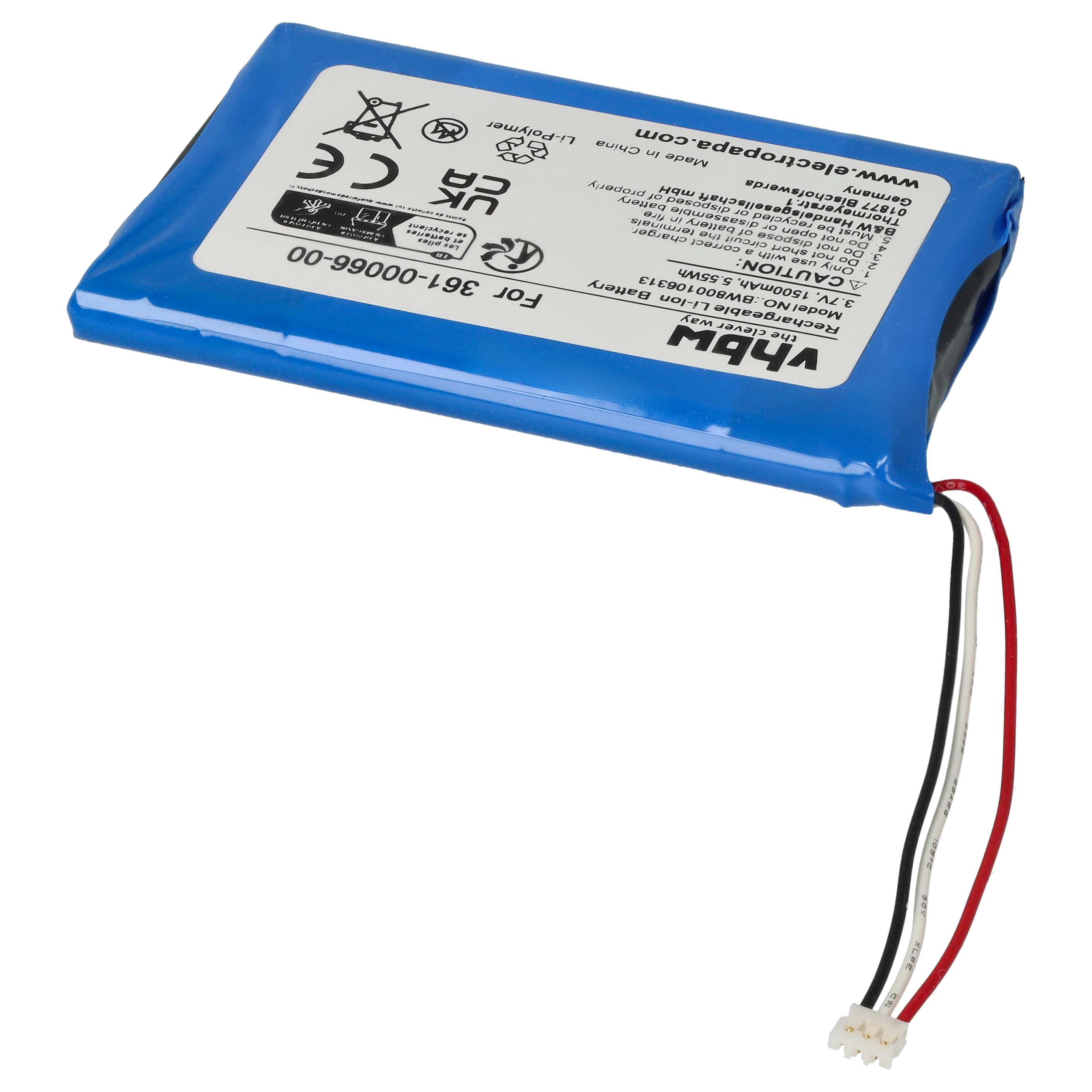Batteria sostituisce Garmin 361-00066-00, 361-00066-10 per navigatore - 1500mAh 3,7V Li-Ion