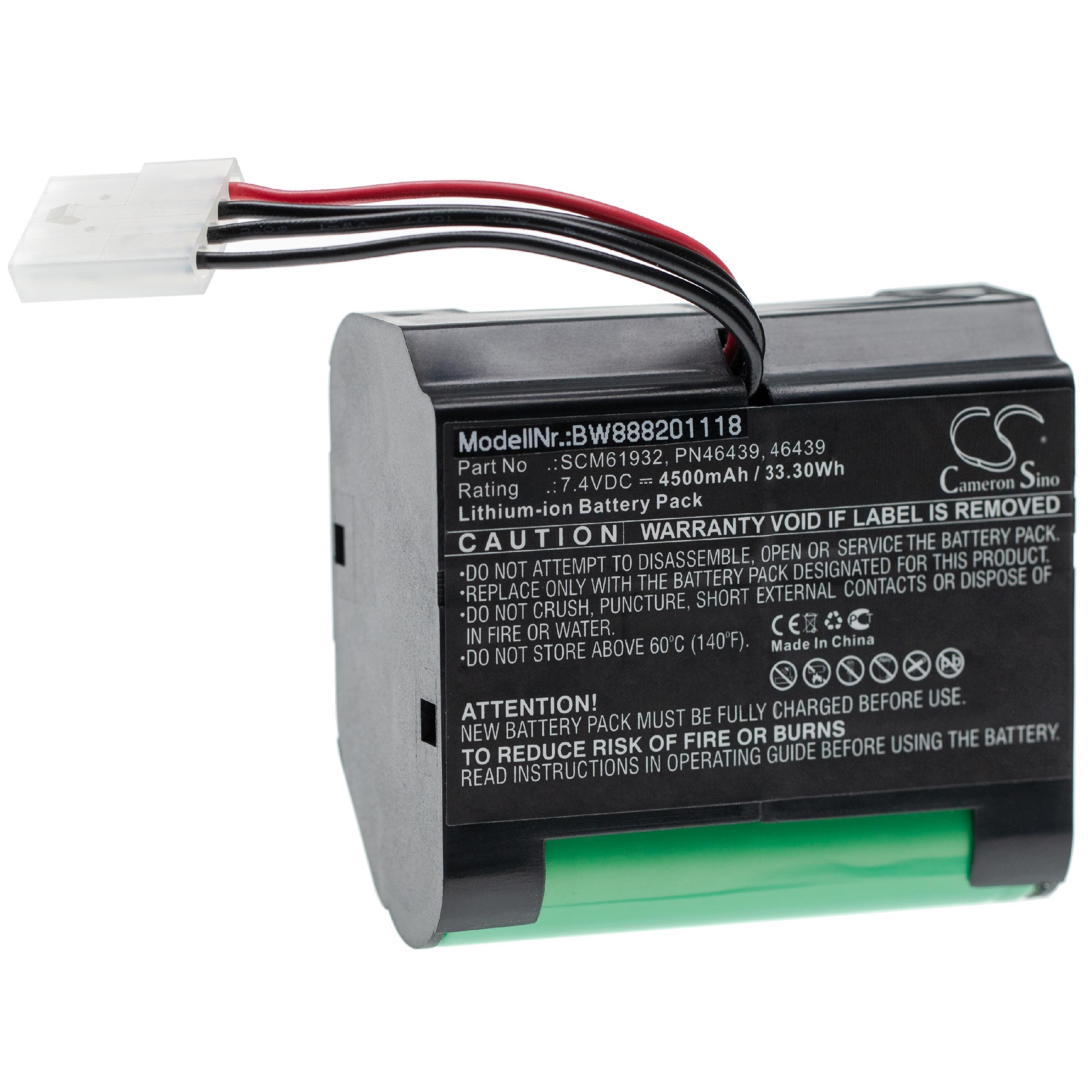 Batterie remplace Vorwerk SCM61932, PN46439, 46439 pour robot aspirateur - 4500mAh 7,4V Li-ion