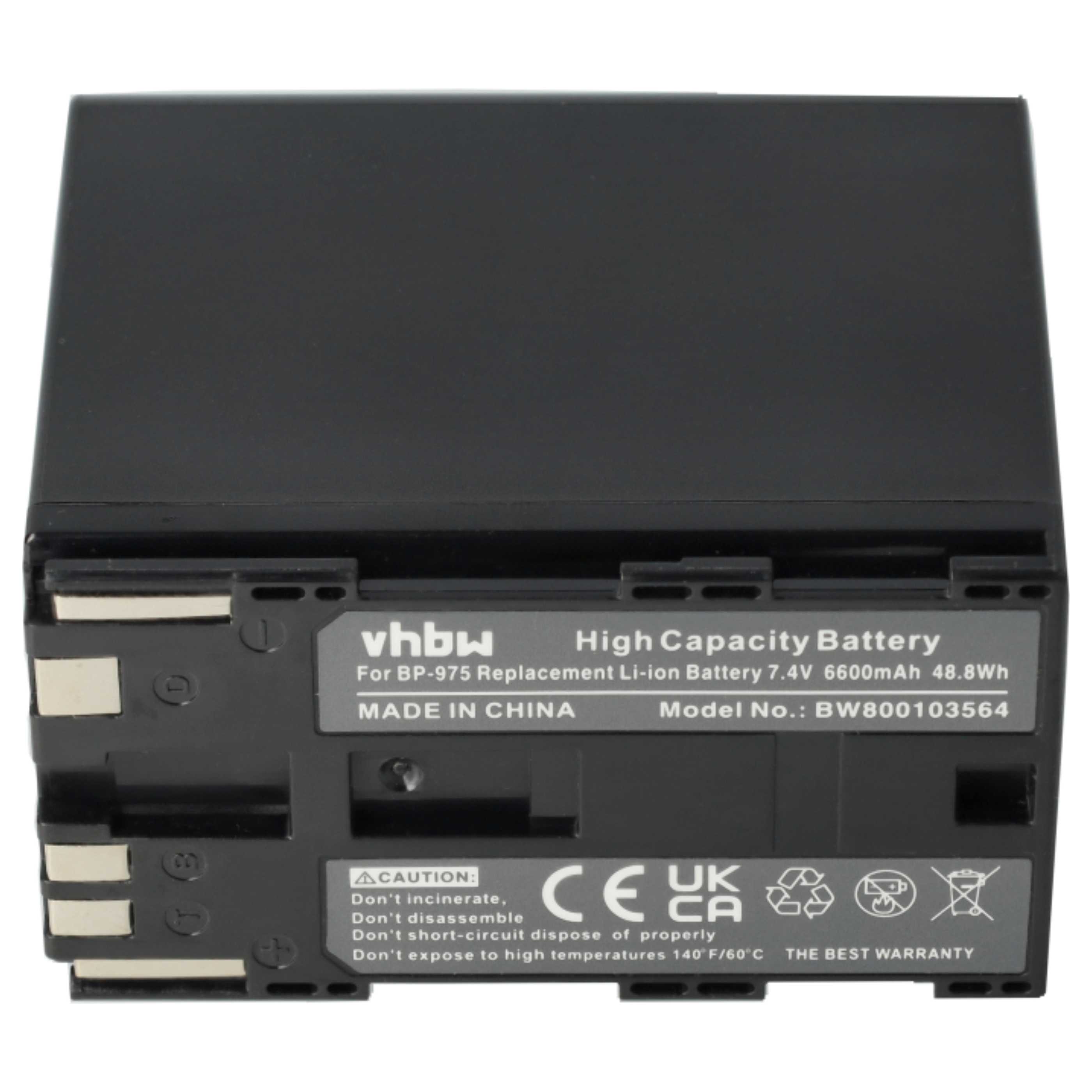 Videocamera 3x Battery replaces Canon BP-975 - 6600 mAh 7.4 V Li-Ion