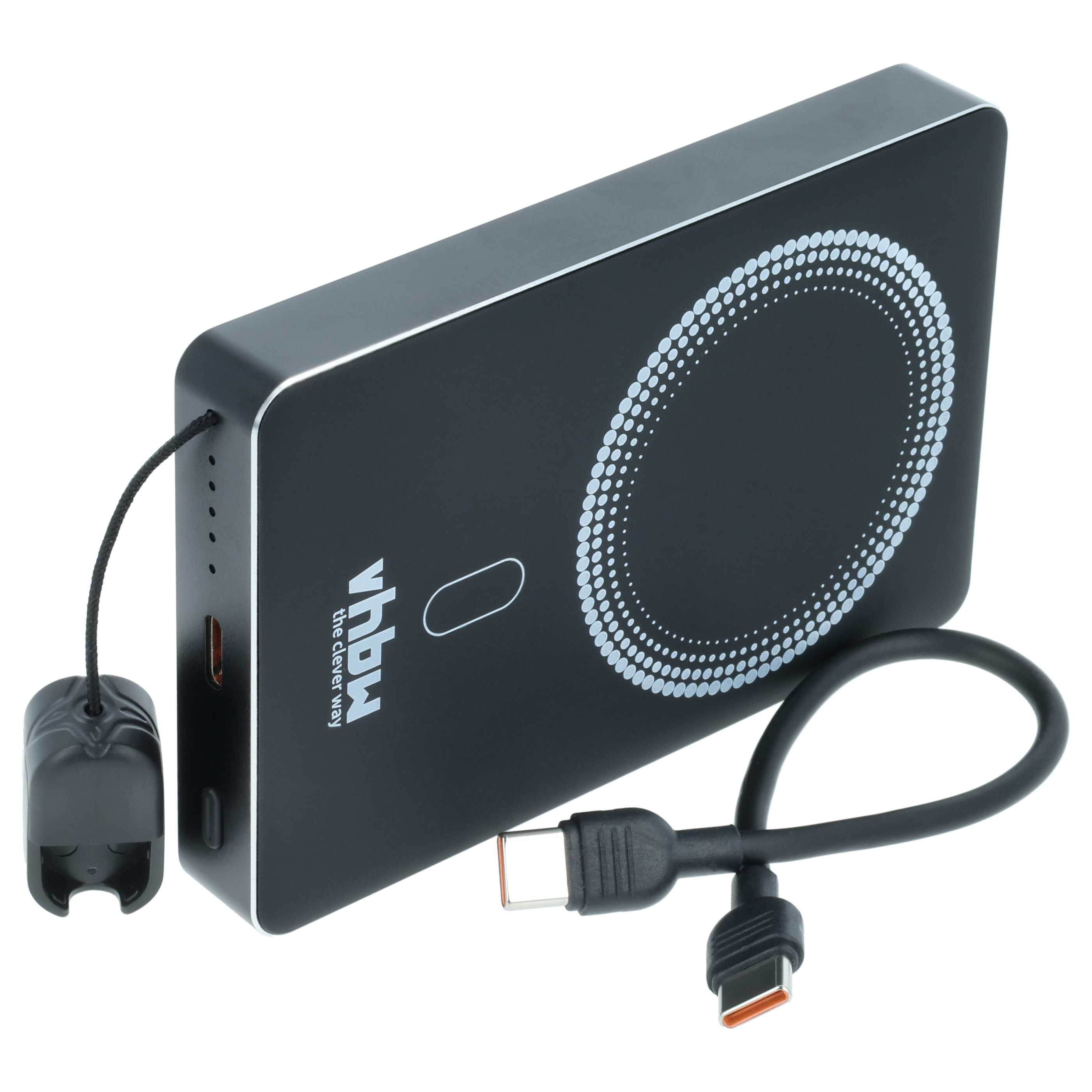 Magnetische Wireless Powerbank 10000 mAh passend für z.B. iPhone, Samsung, Xiaomi - Schwarz