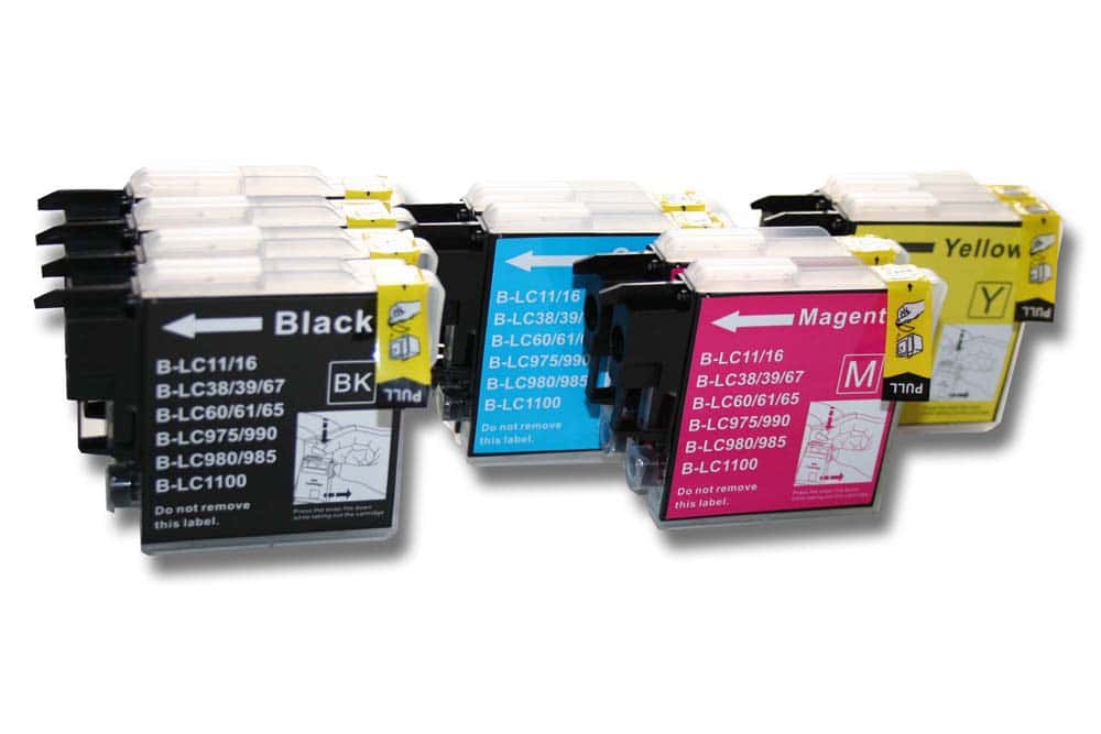Set de 10x cartuchos de tinta reemplaza Brother LC1100, LC985, LC980 para impresora - B/C/M/Y 208 ml