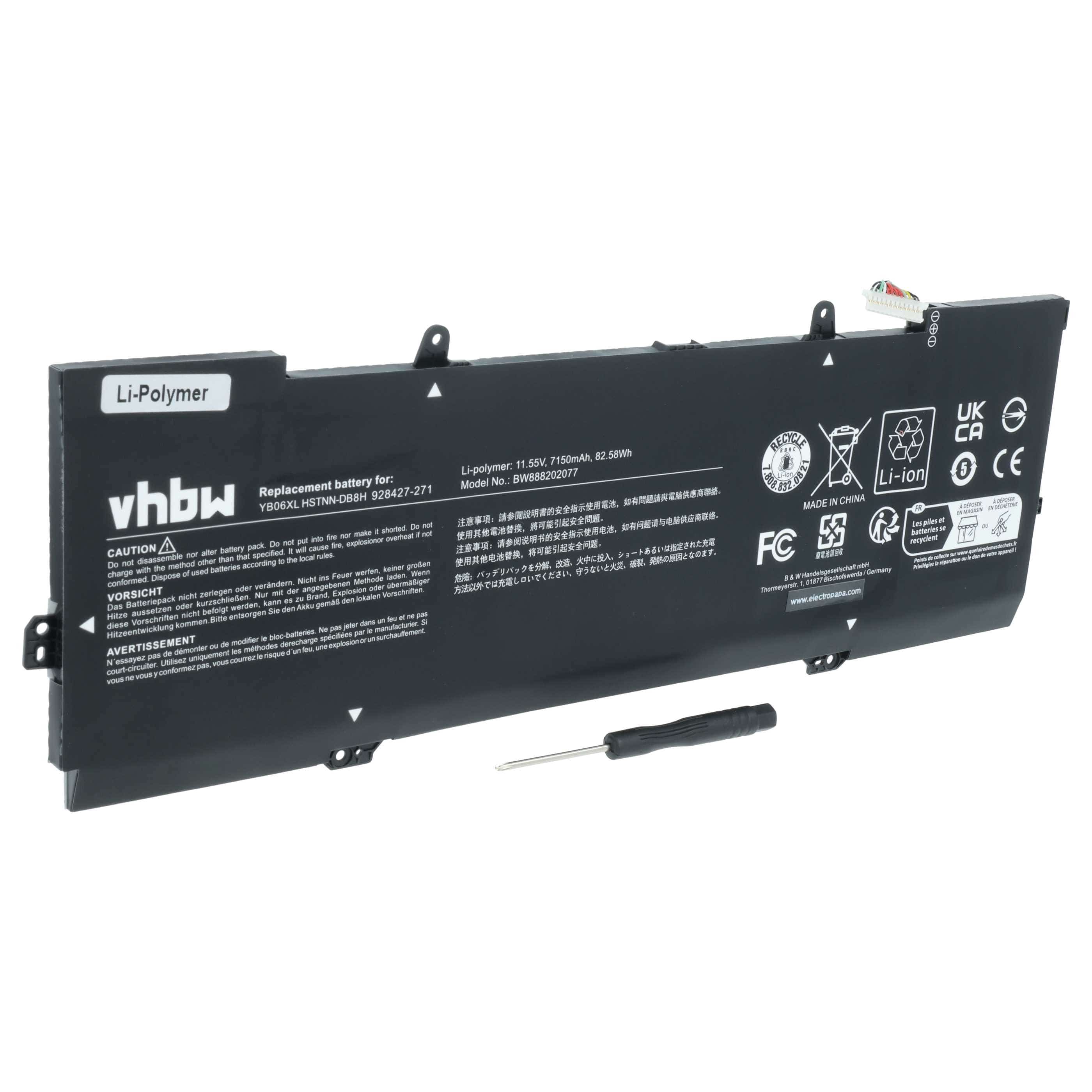 Akumulator do laptopa zamiennik HP 928427-271, 928427-272, 928372-856 - 7150 mAh 11,55 V LiPo, czarny