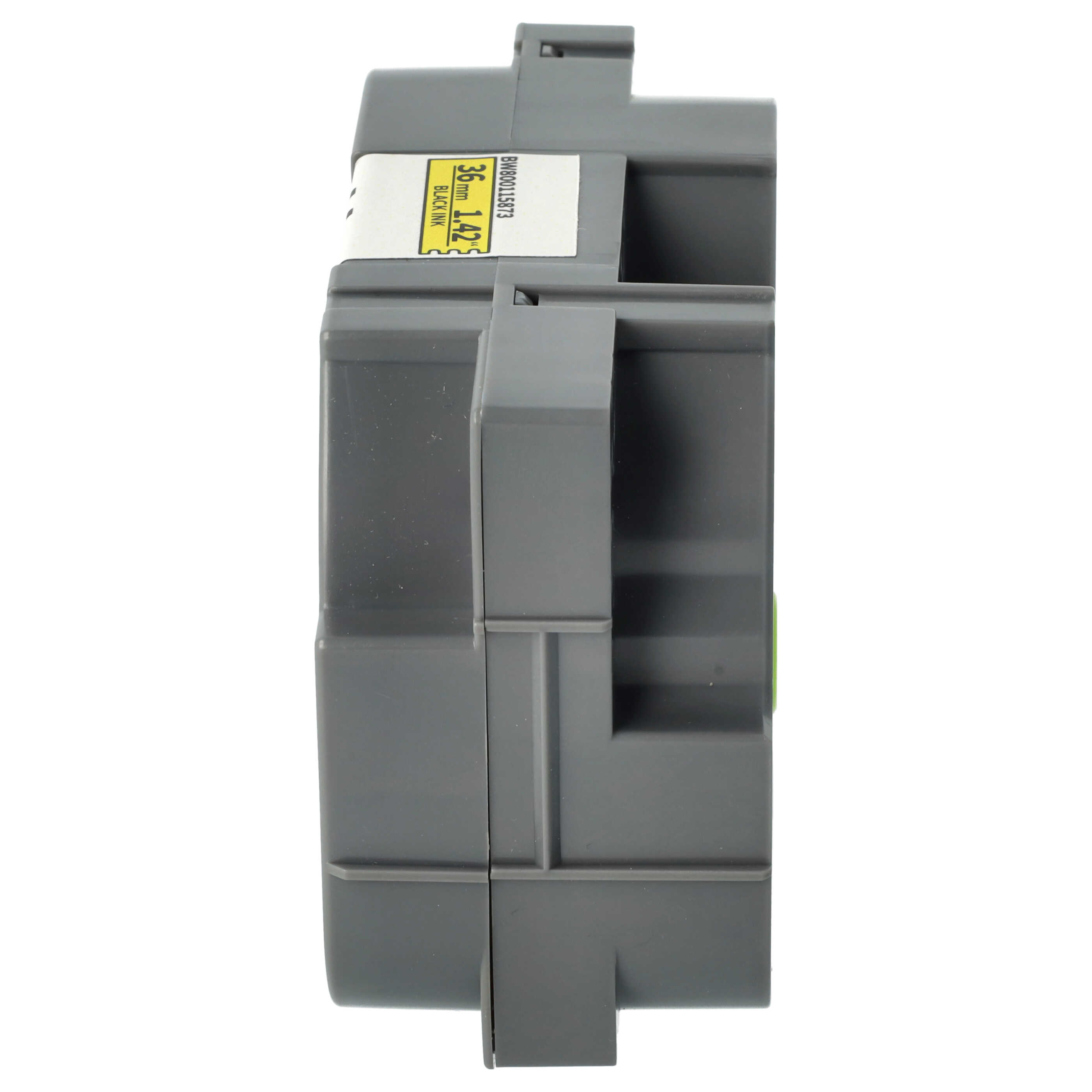 Label Tape as Replacement for Brother HGE-661 - 36 mm Black to Yellow, plastic