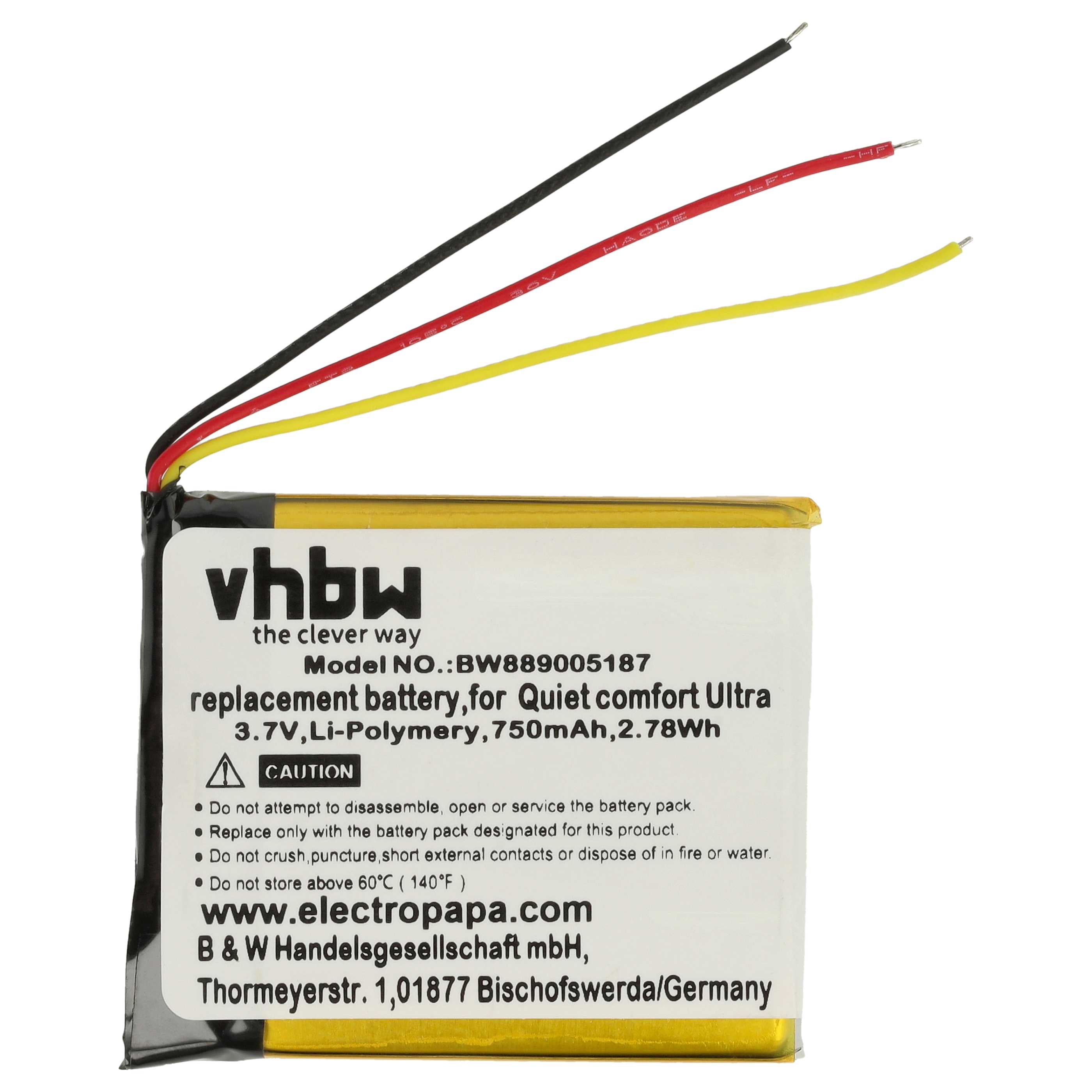 Akumulator do słuchawek bezprzewodowych Bose Quiet Comfort Ultra - 750 mAh 3,7 V LiPo