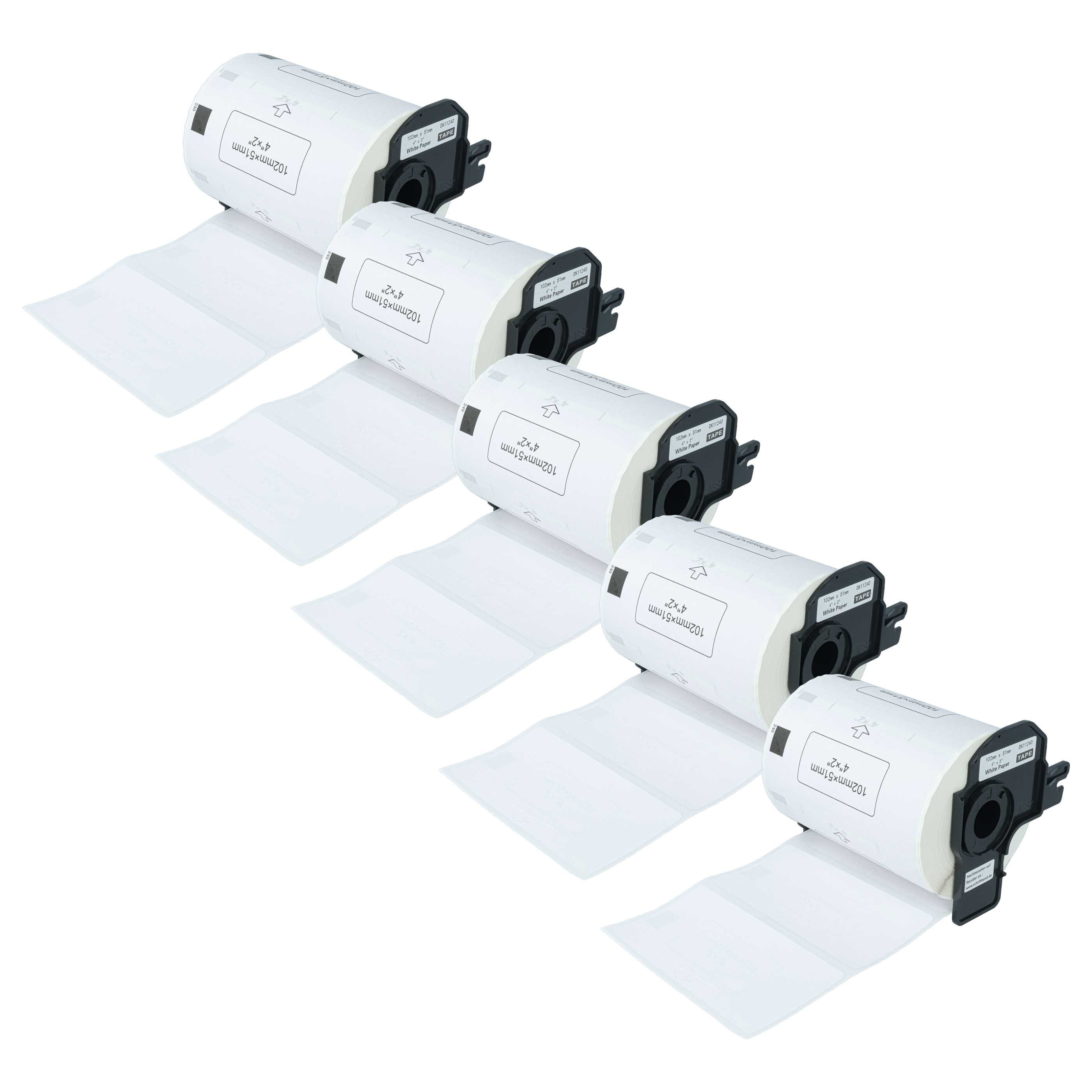 5x Etykiety do drukarki zam. Brother DK-11240 - 102 mm x 51 mm + uchwyt
