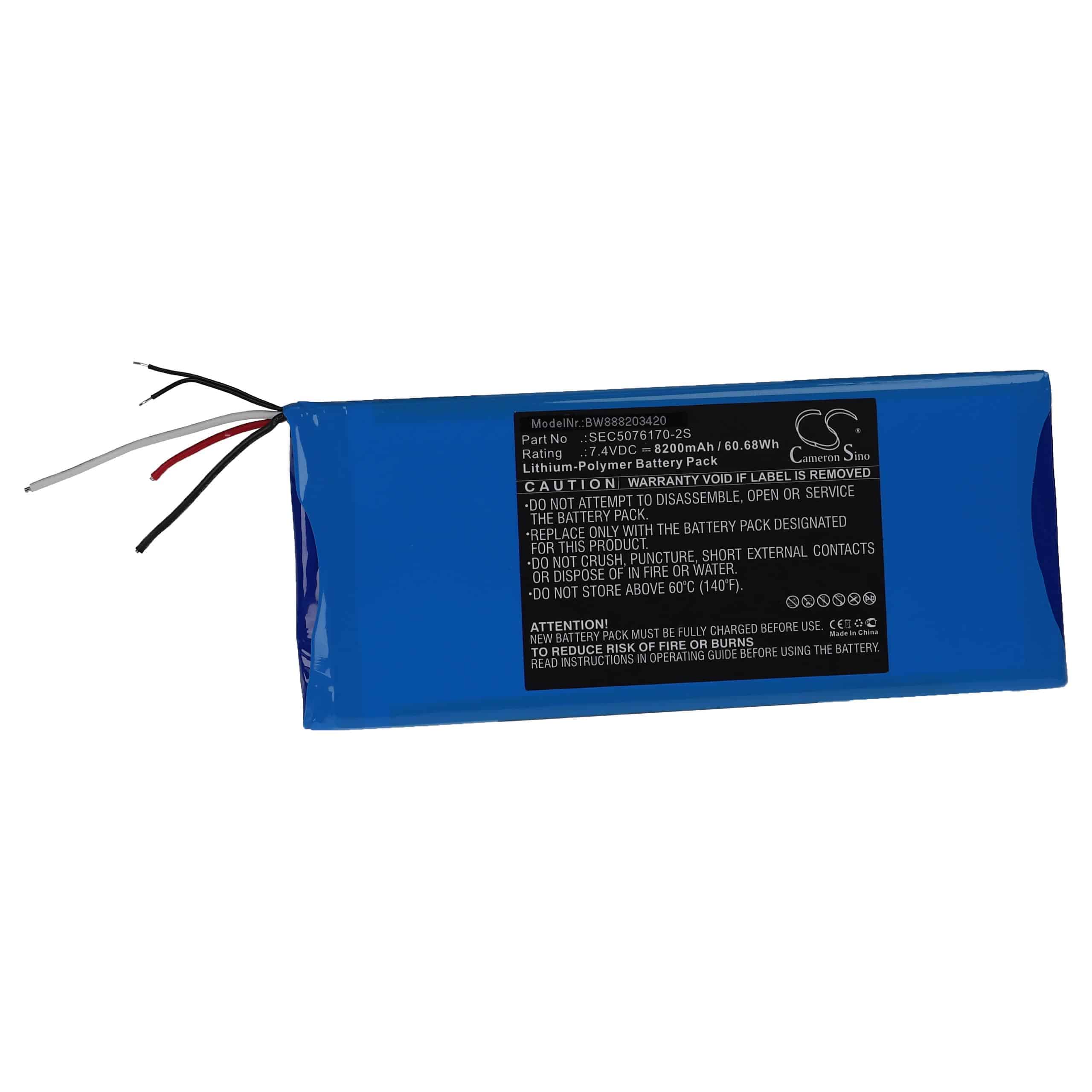 Batería reemplaza Micsig SEC5076170-2S para dispositivo medición Micsig - 8200 mAh 7,4 V Li-poli