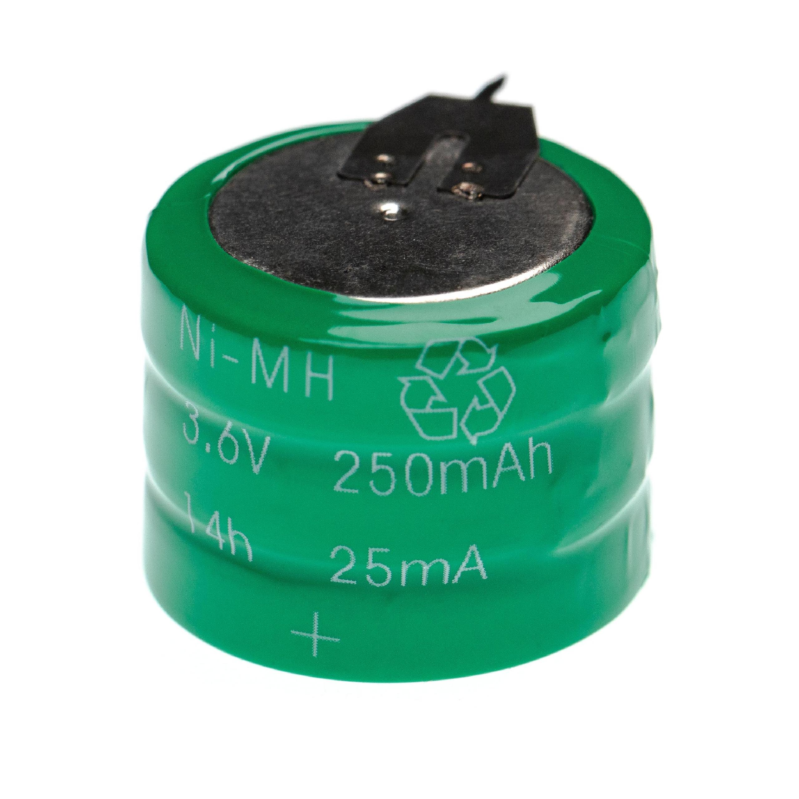 Button Cell Battery (3x Cell) Type V250H for Model Building Solar Lamps etc. - 250mAh 3.6V NiMH
