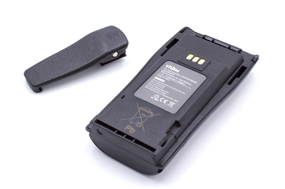 Batería reemplaza Motorola MNN4254AR para radio, walkie-talkie Motorola - 2500 mAh 7,2 V NiMH con clip