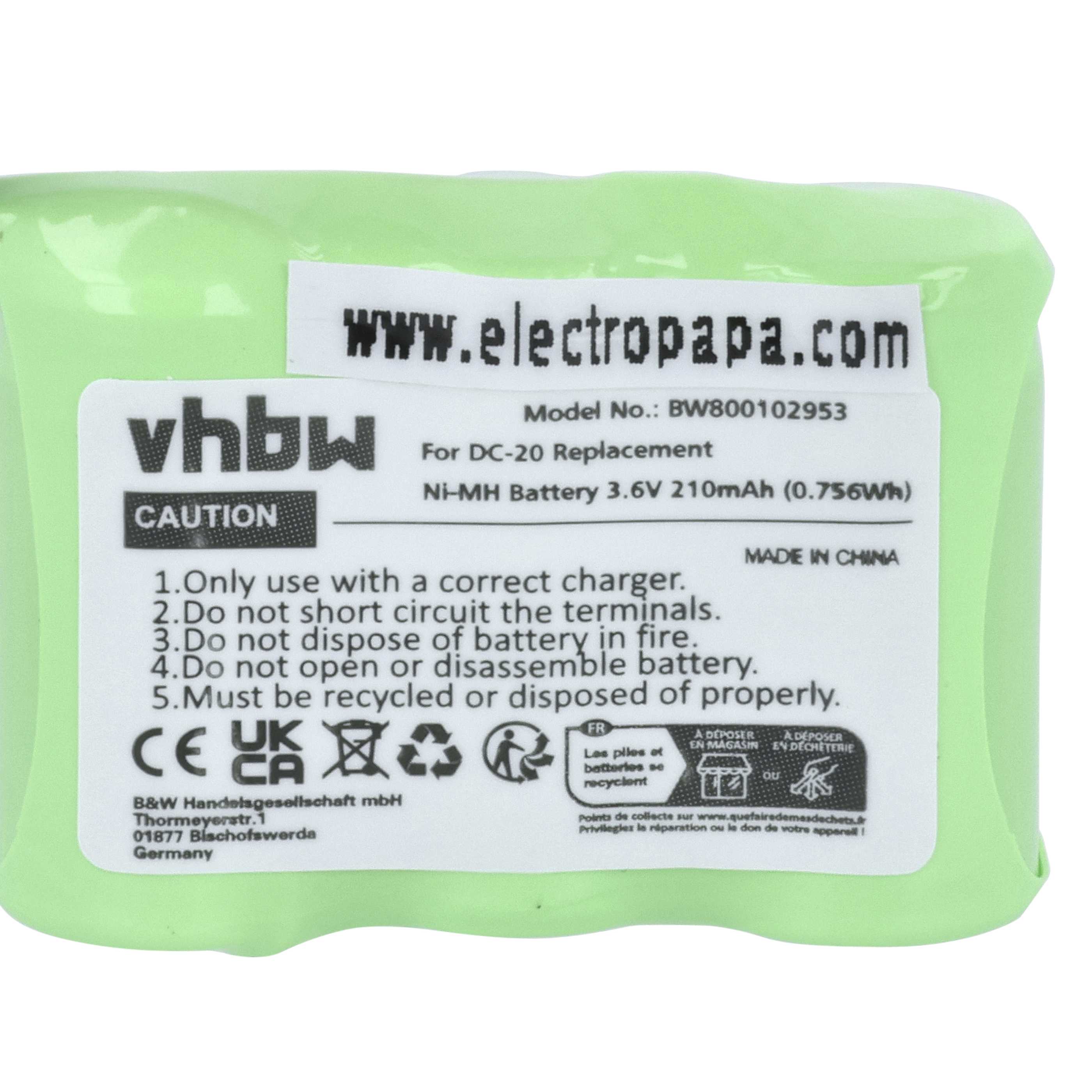 Dog Trainer Battery replaces Dogtra DC-20 - 210 mAh 3.6 V NiMH