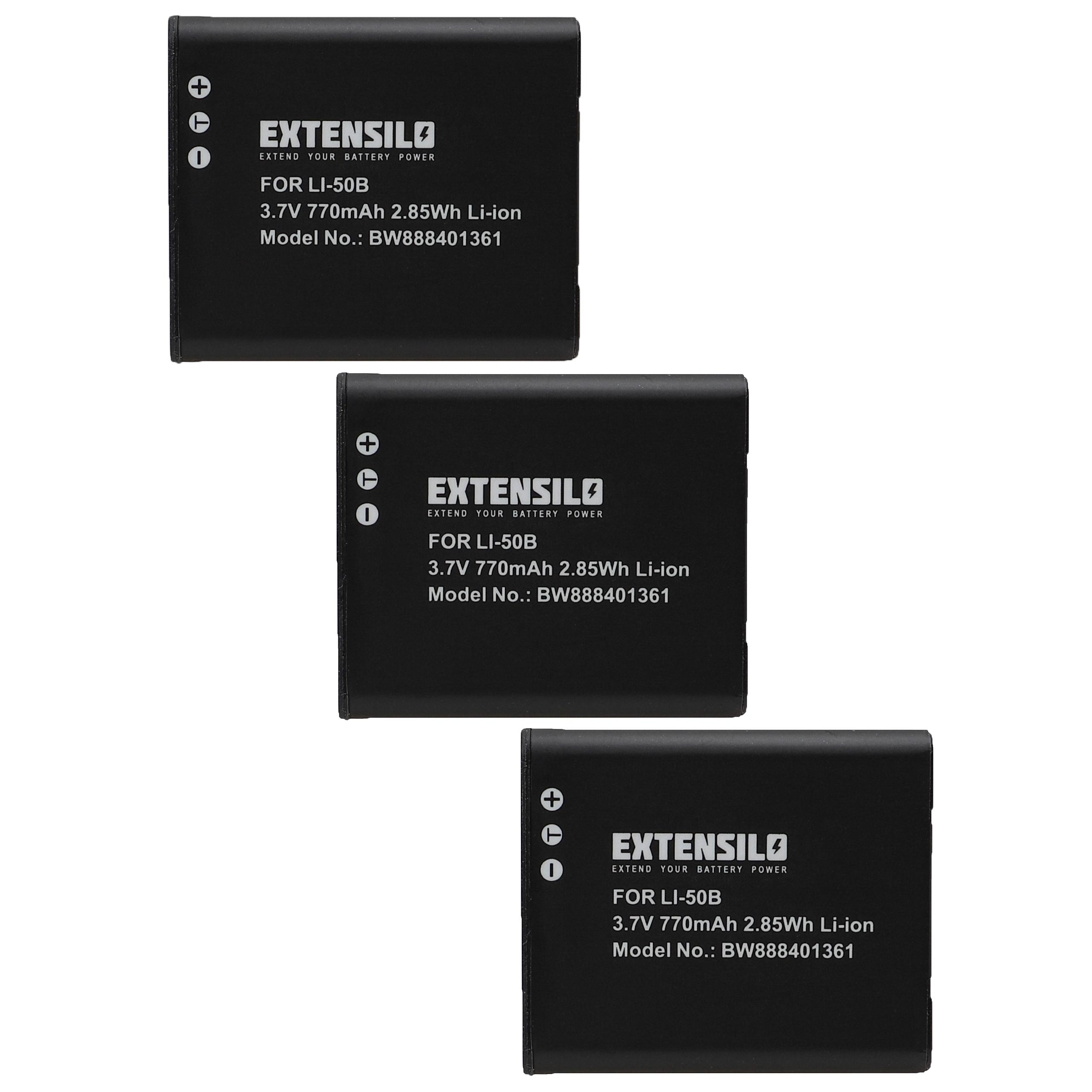3x Battery replaces Casio NP-150, NP-10 - 770mAh, 3.7V, Li-Ion