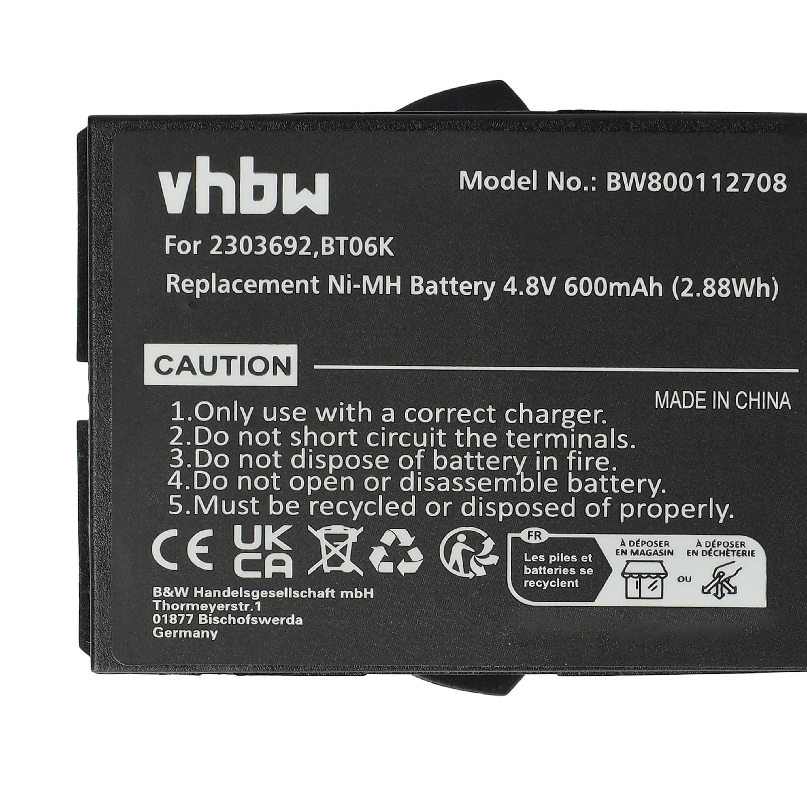 2x Akumulator do zdalnego sterowania zamiennik Danfoss 2303692, BT06K - 600mAh 4,8V NiMH