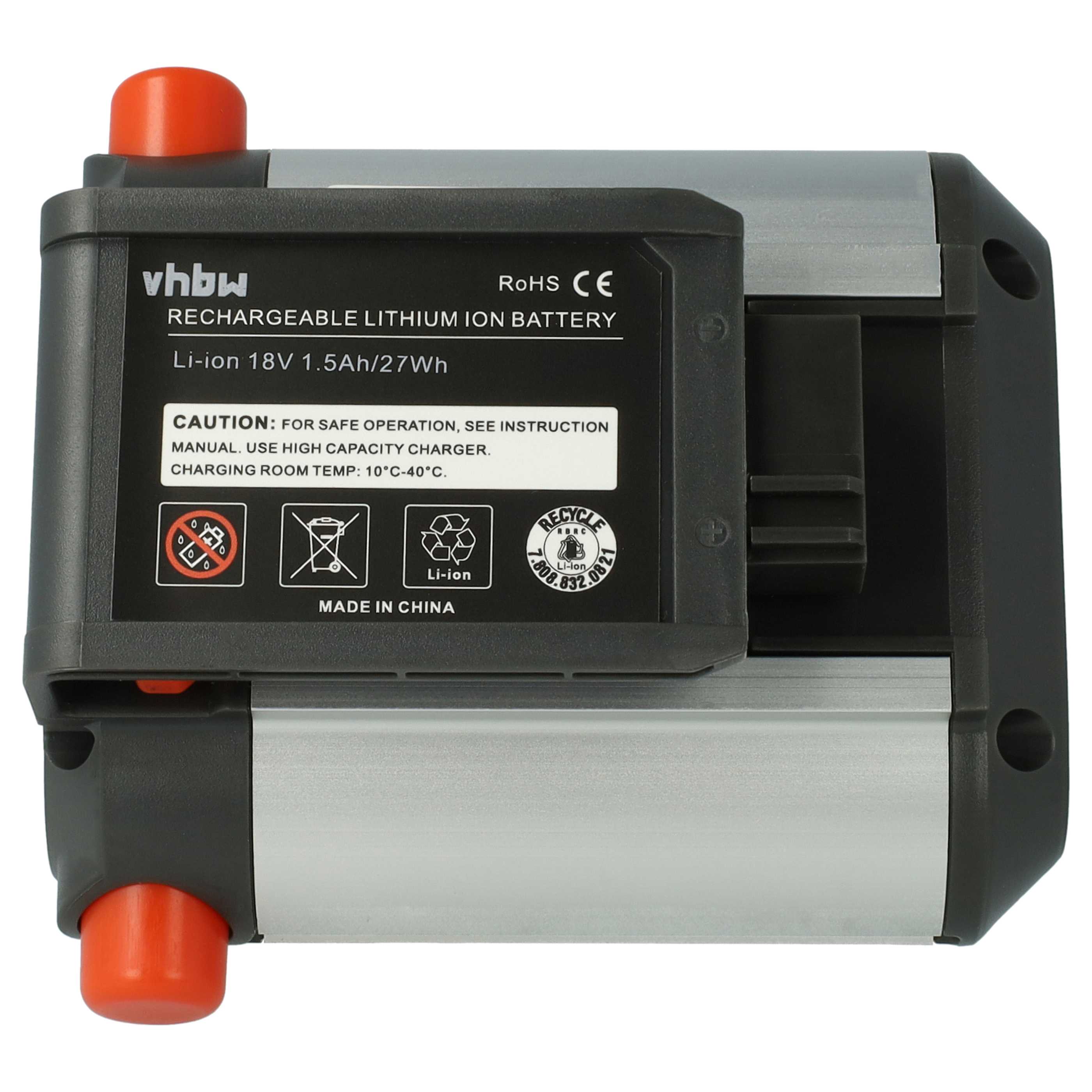 2x Battery replaces Gardena BLi-18, 9839-20, 9840-20 - 1500 mAh 18 V Li-Ion, black