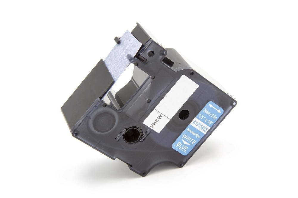 Cassette à ruban remplace Dymo 1805423 - 24mm lettrage Blanc ruban Bleu, vinyle