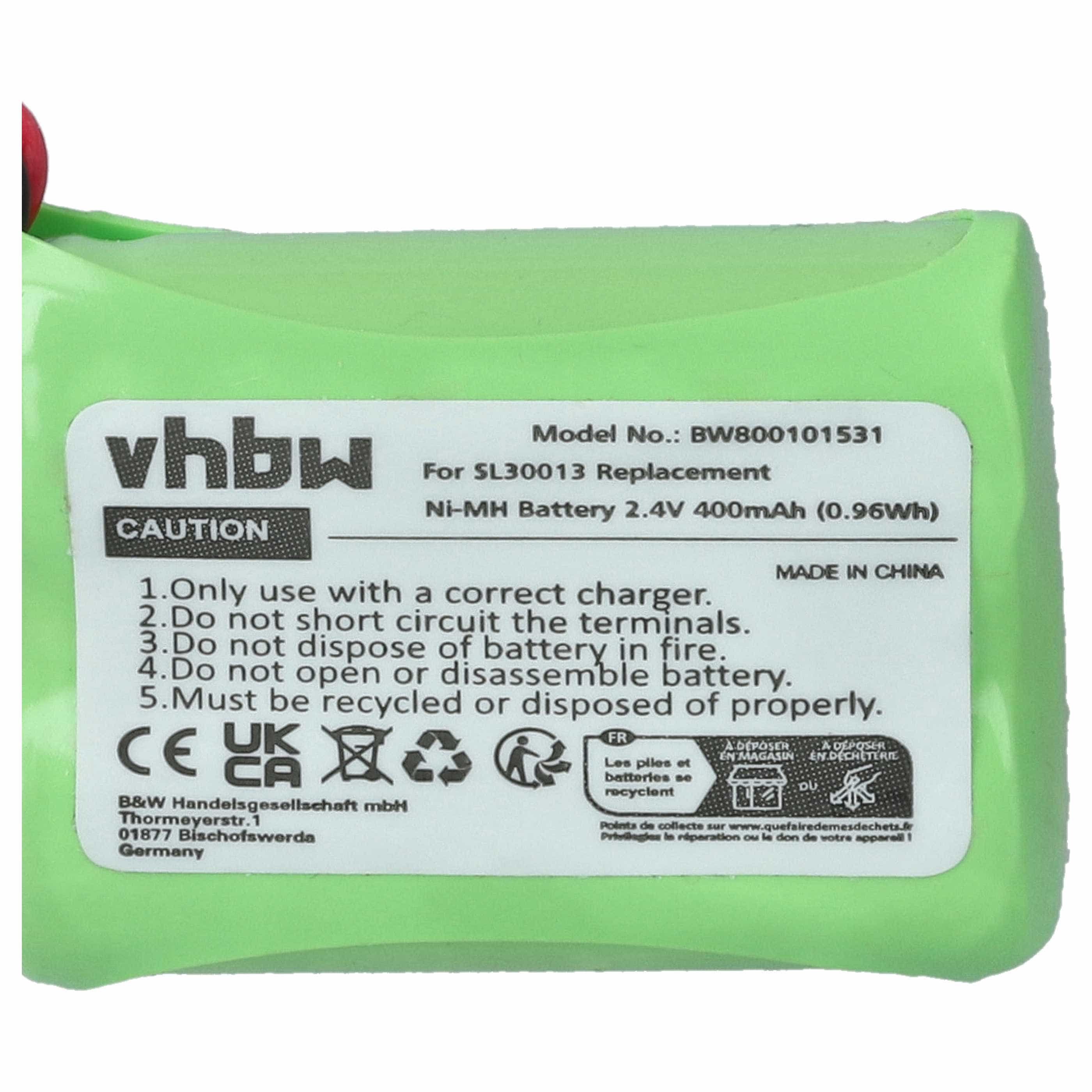 Batterie remplace SL30013 pour téléphone Simvalley - 400mAh 2,4V NiMH