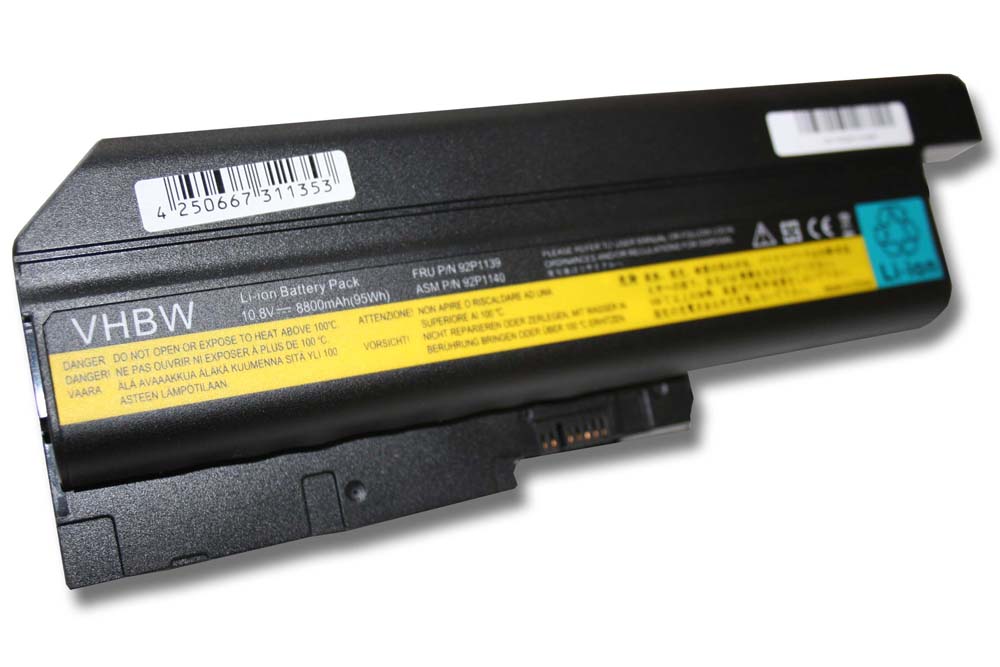 Batterie remplace IBM / Lenovo 40Y6797, 40Y6798, 40Y6795 pour ordinateur portable - 8800mAh 10,8V Li-ion, noir
