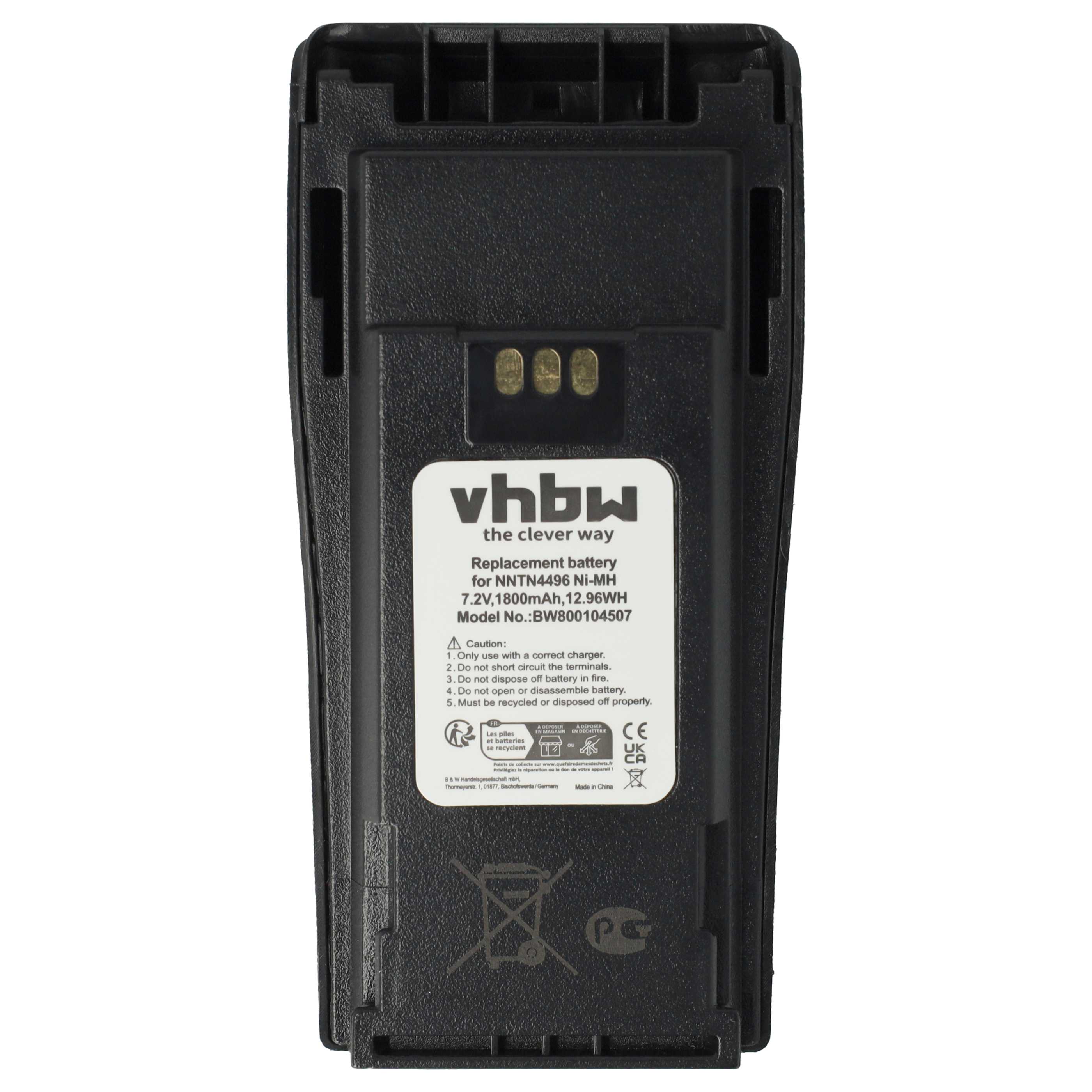 Radio 10x Battery suitable for Motorola CP040, CP200d, DP1400 - 1800 mAh 7.2 V NiMH