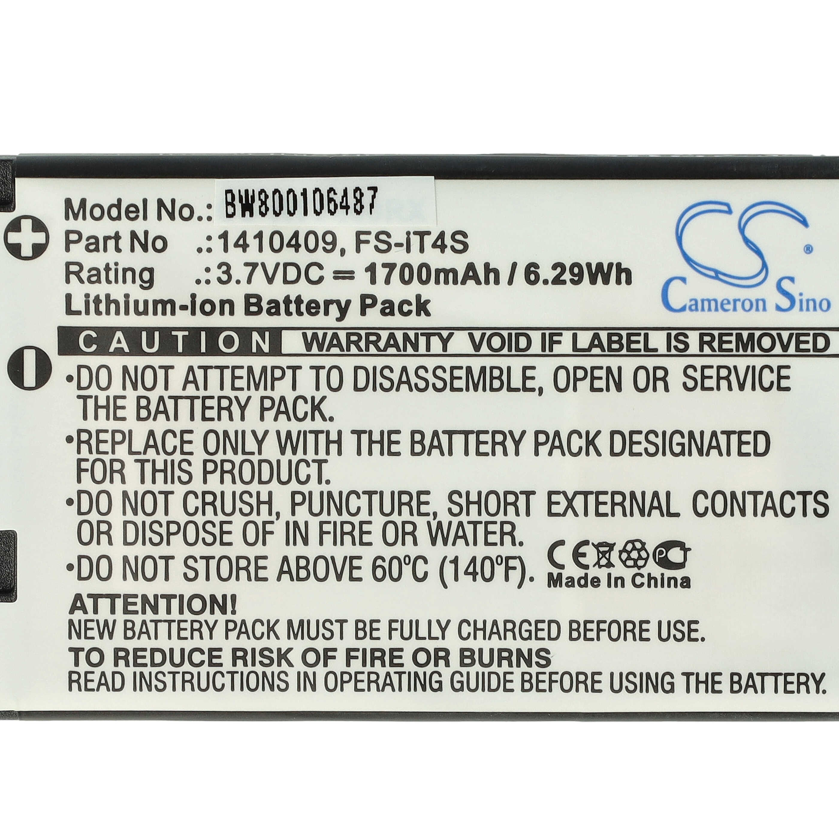 Batterie remplace Reely 1410409, FS-iT4S remplace Reely 1410409, FS-iT4S pour manette de jeu - 1700mAh, 3,7V