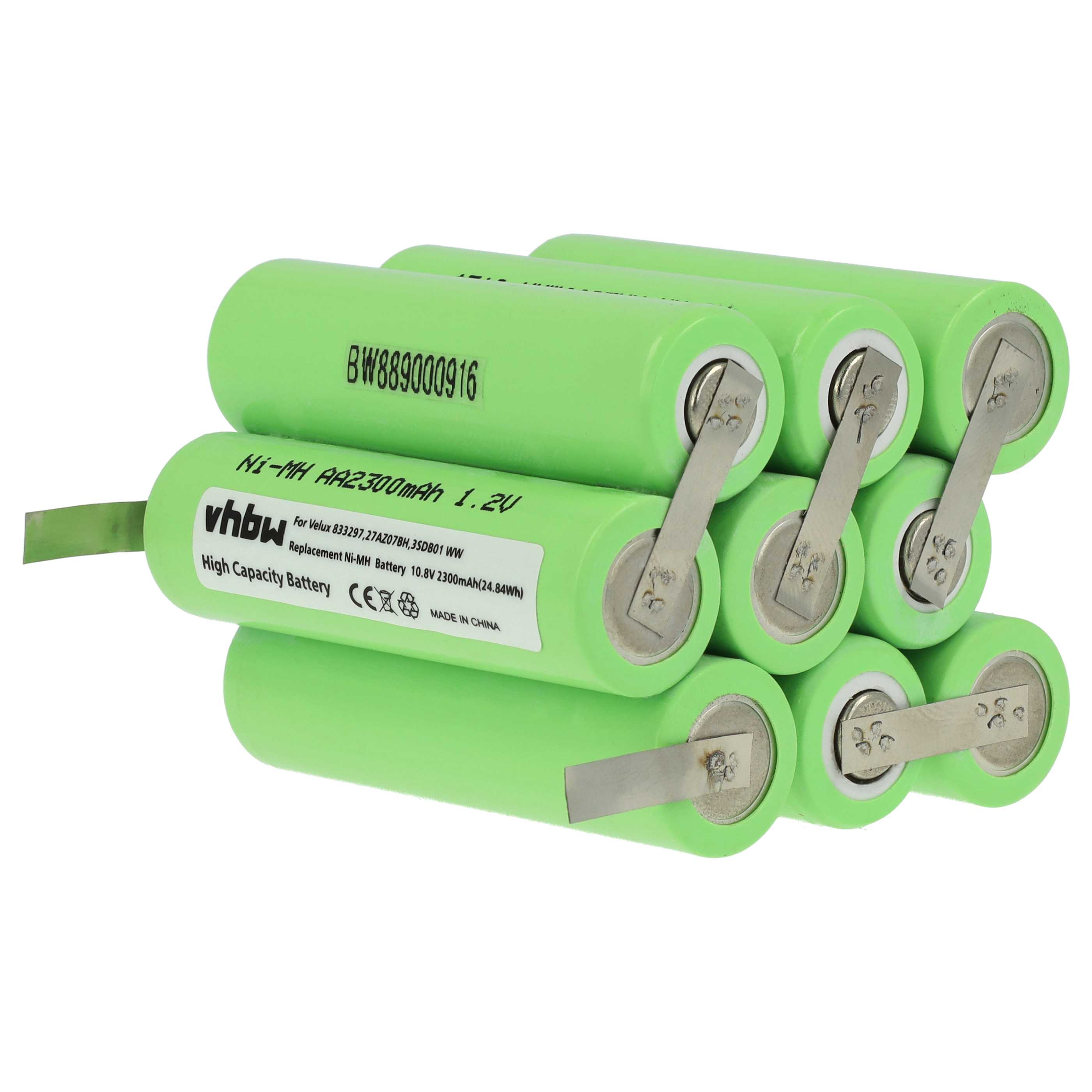 Batterie (2 pcs.) remplace 833297, 27AZ07BH, 3SD B01 WW store volet de fenêtre Velux - 2300mAh 10,8V NiMH