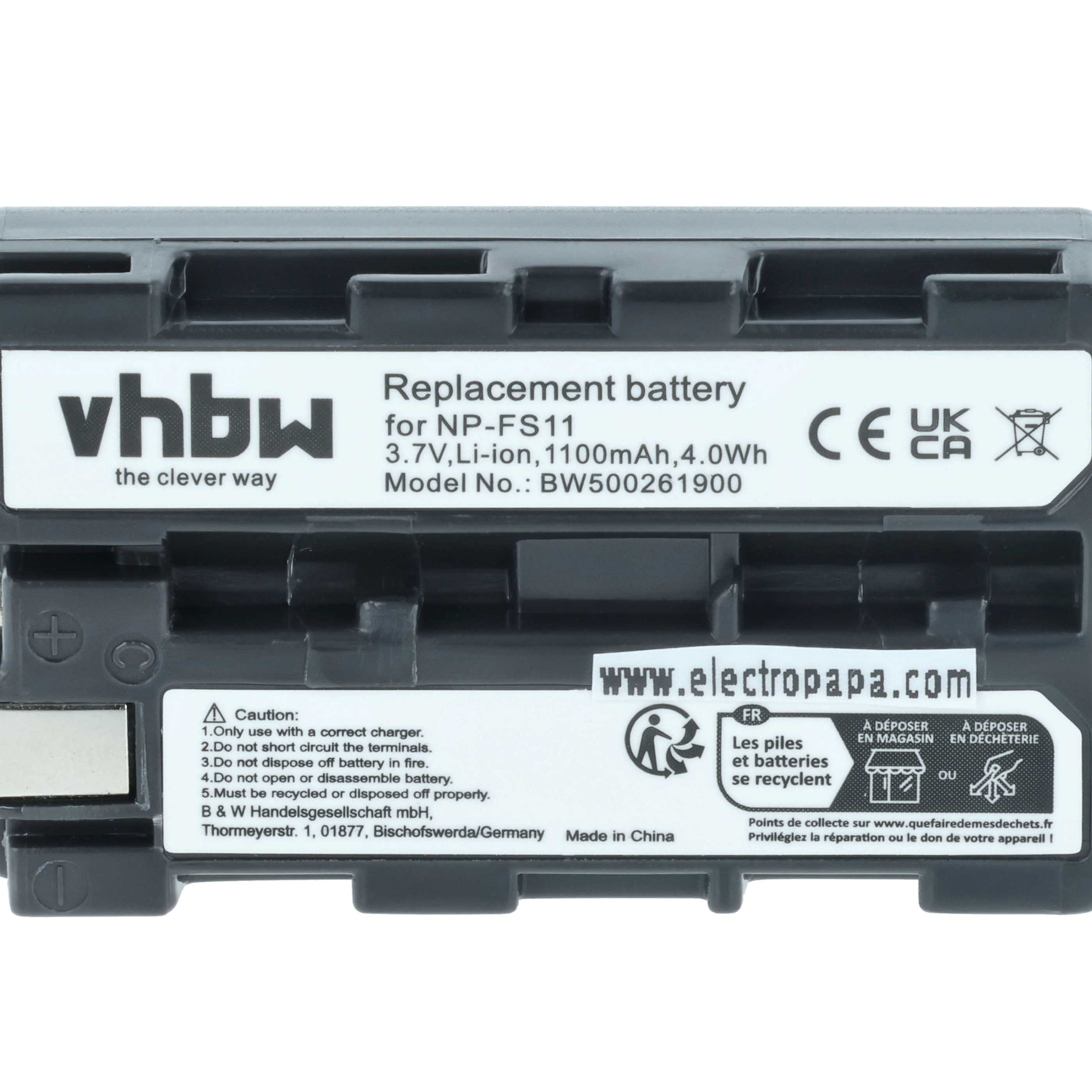 Videocamera 3x Battery replaces Sony NP-FM11, NP-FS10, NP-F11, NP-FM10, NP-F10 - 1100 mAh 3.6 V Li-Ion