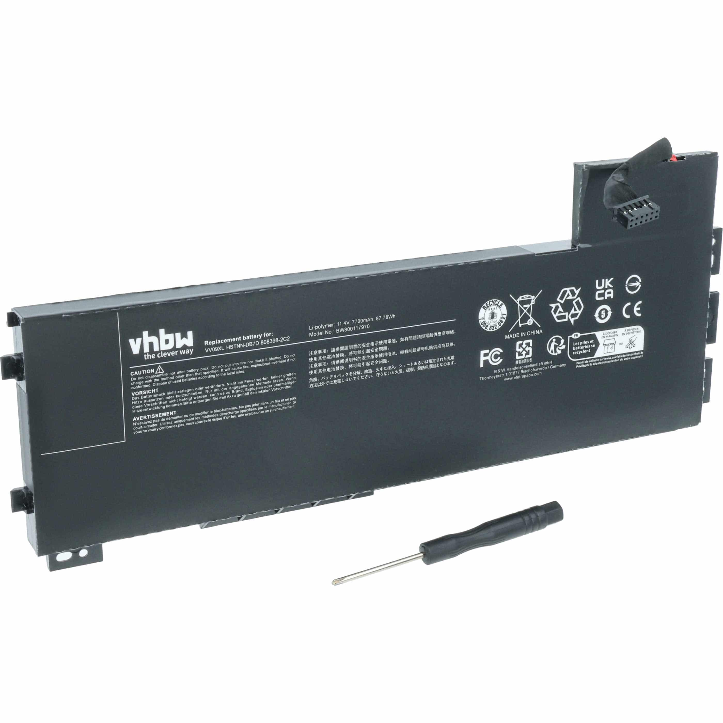 Akumulator do laptopa zamiennik HP 808398-2C1, 808398-2B1, 808398-2B2 - 7700 mAh 11,4 V LiPo, czarny