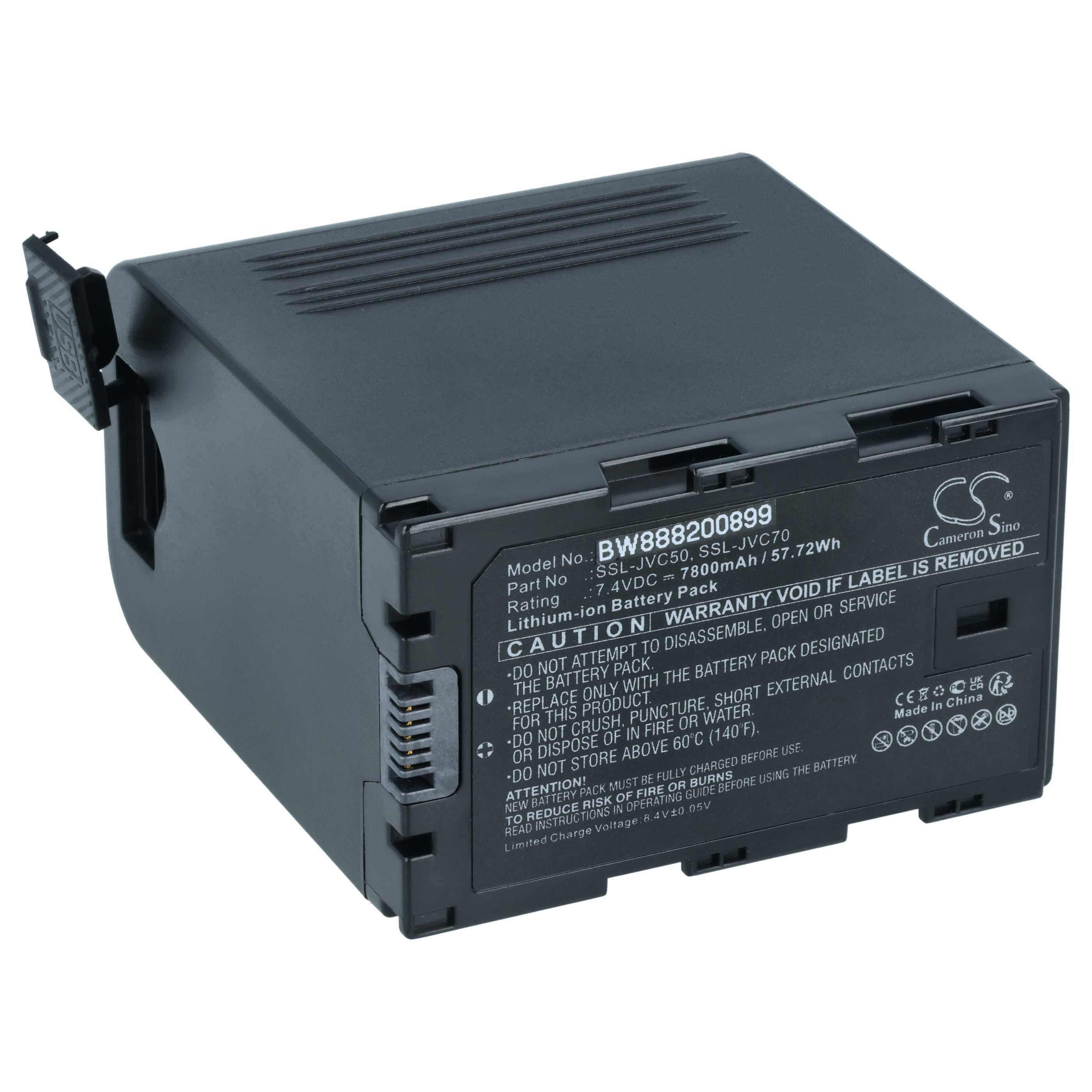 Batteria per videocamera sostituisce JVC SSL-50, SSL-70 - 7800mAh 7,4V Li-Ion con presa USB