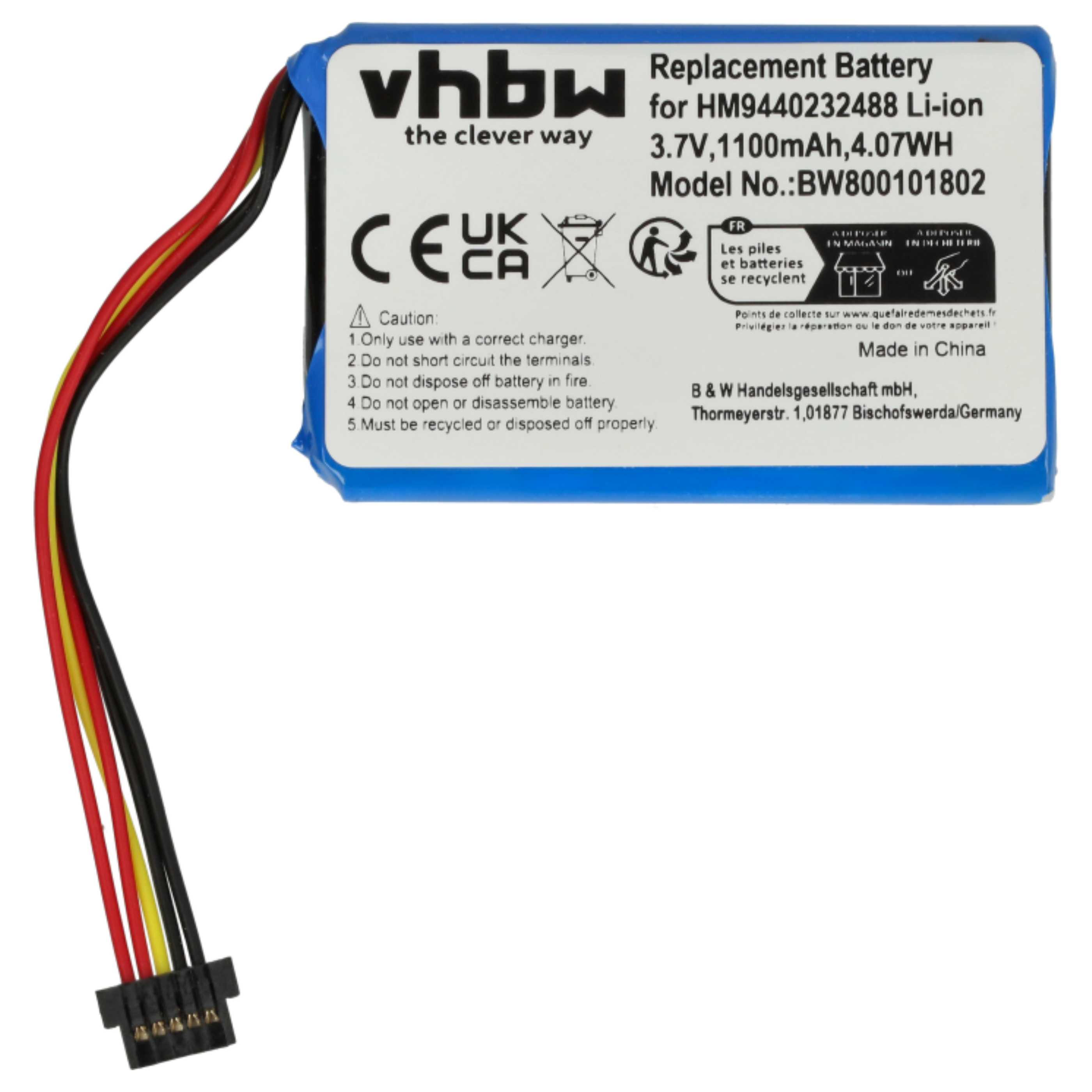 Akumulator do nawigacji GPS zamiennik TomTom HM9420236853, AHL03711008 - 1100 mAh 3,7 V Li-Ion