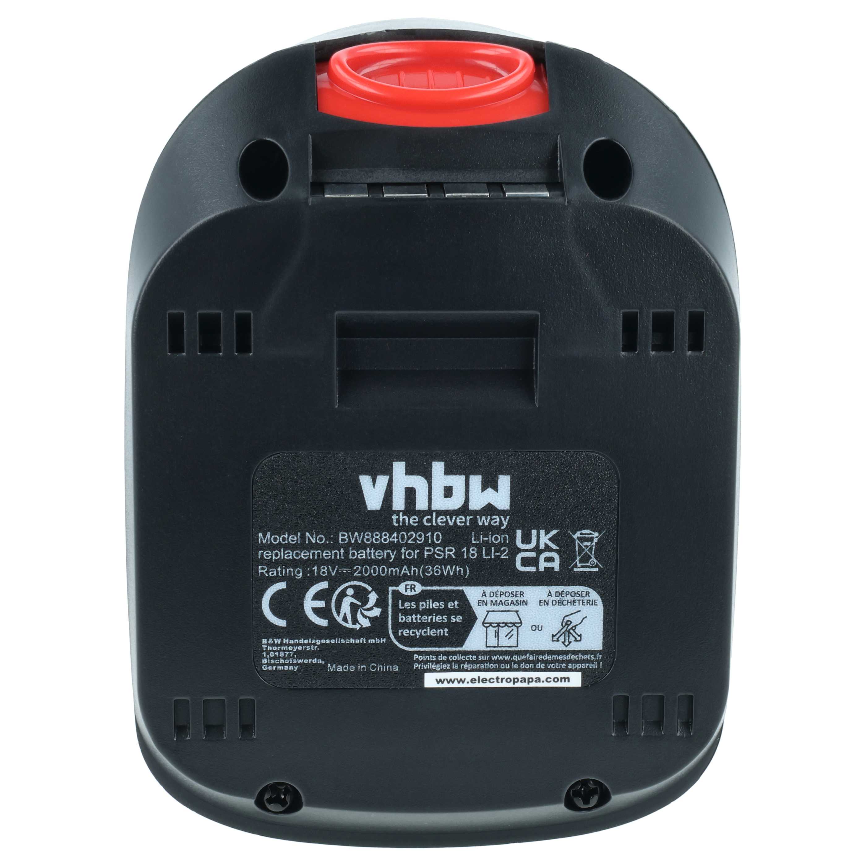 2x Battery replaces Al-Ko B125, 113896, B100, 113894, 113895, B50 Electric Power Tool - 2000 mAh, 18 V, Li-Ion