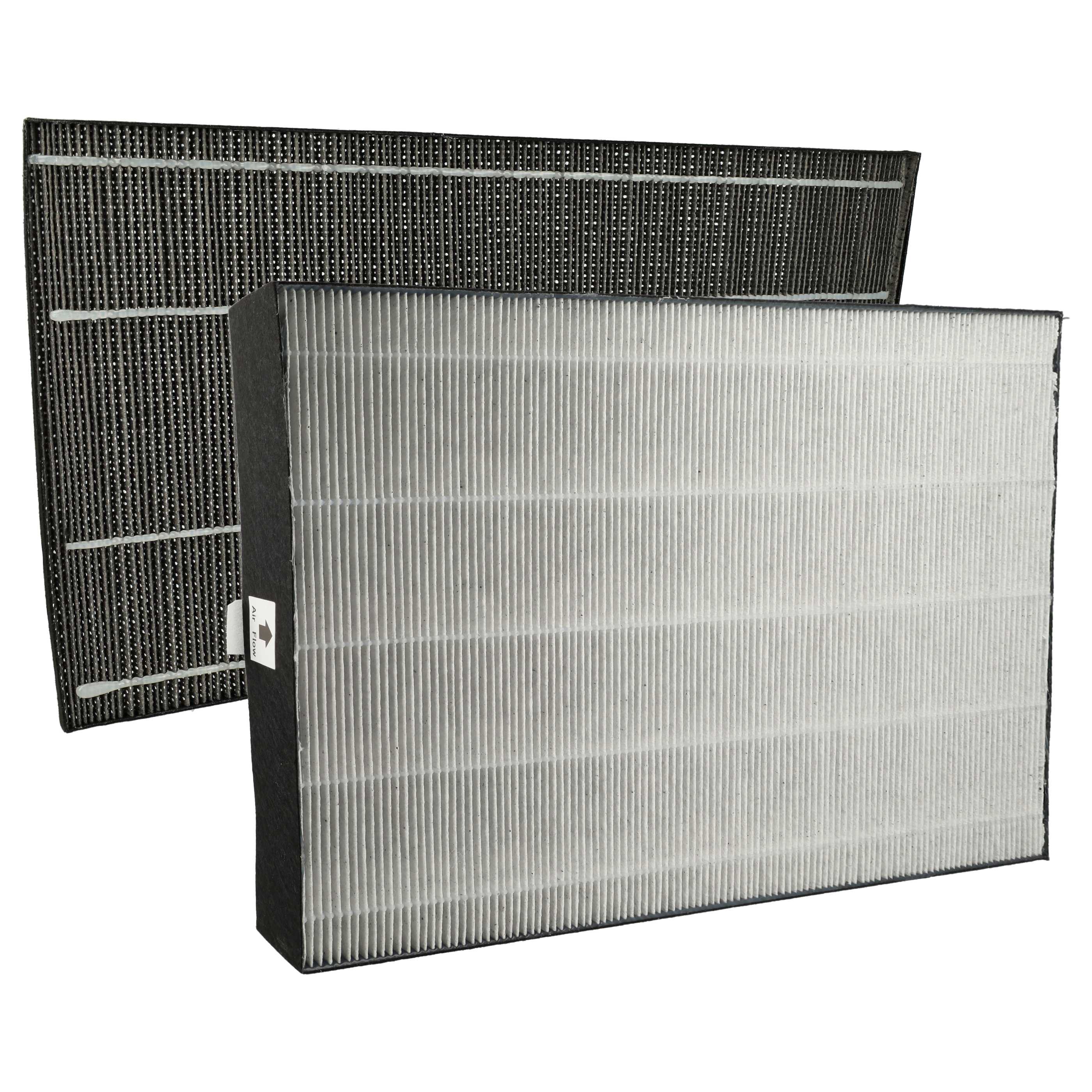 2 Part Filter Set replaces Sharp FZ-A61DFR, FZ-A61HFR Air Purifier - activated carbon filter, HEPA filter