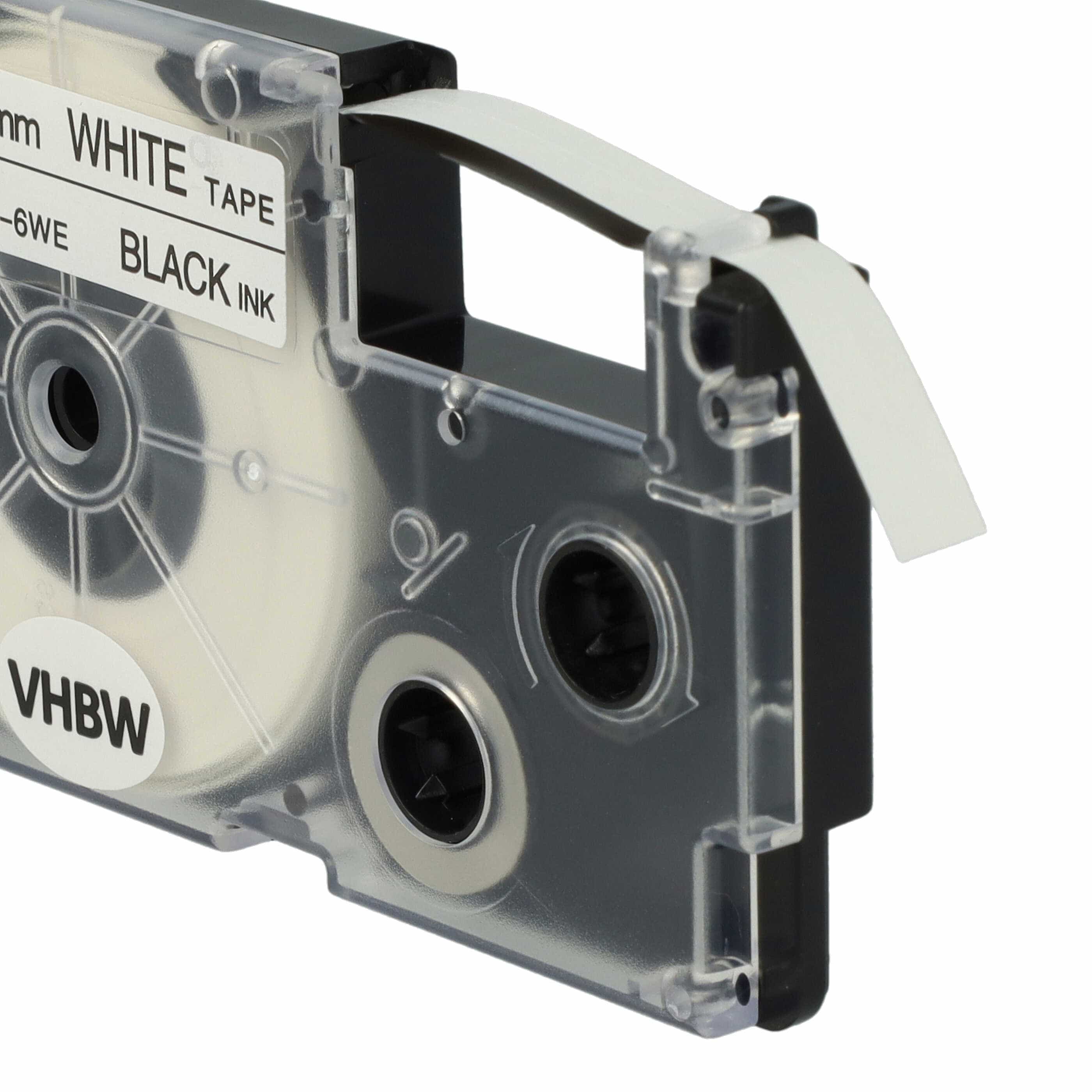 3x Label Tape replaces Casio XR-6WE, XR-6WE1 - 6 mm Black to White