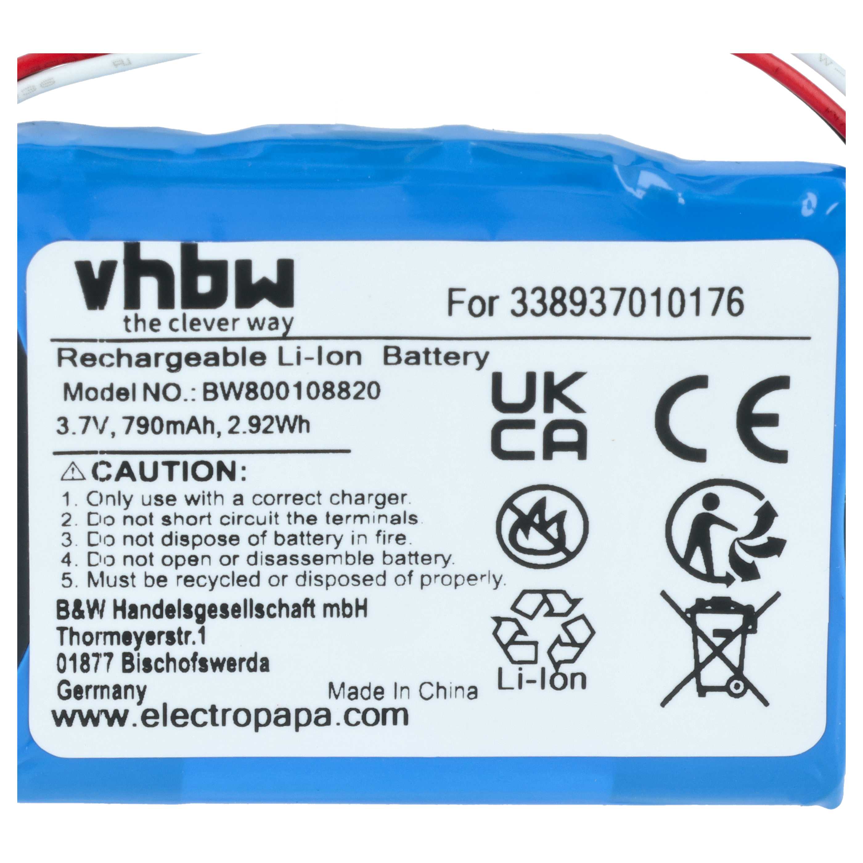 Akumulator do nawigacji GPS zamiennik Pioneer 827304, 338937010176 - 790 mAh 3,7 V Li-Ion