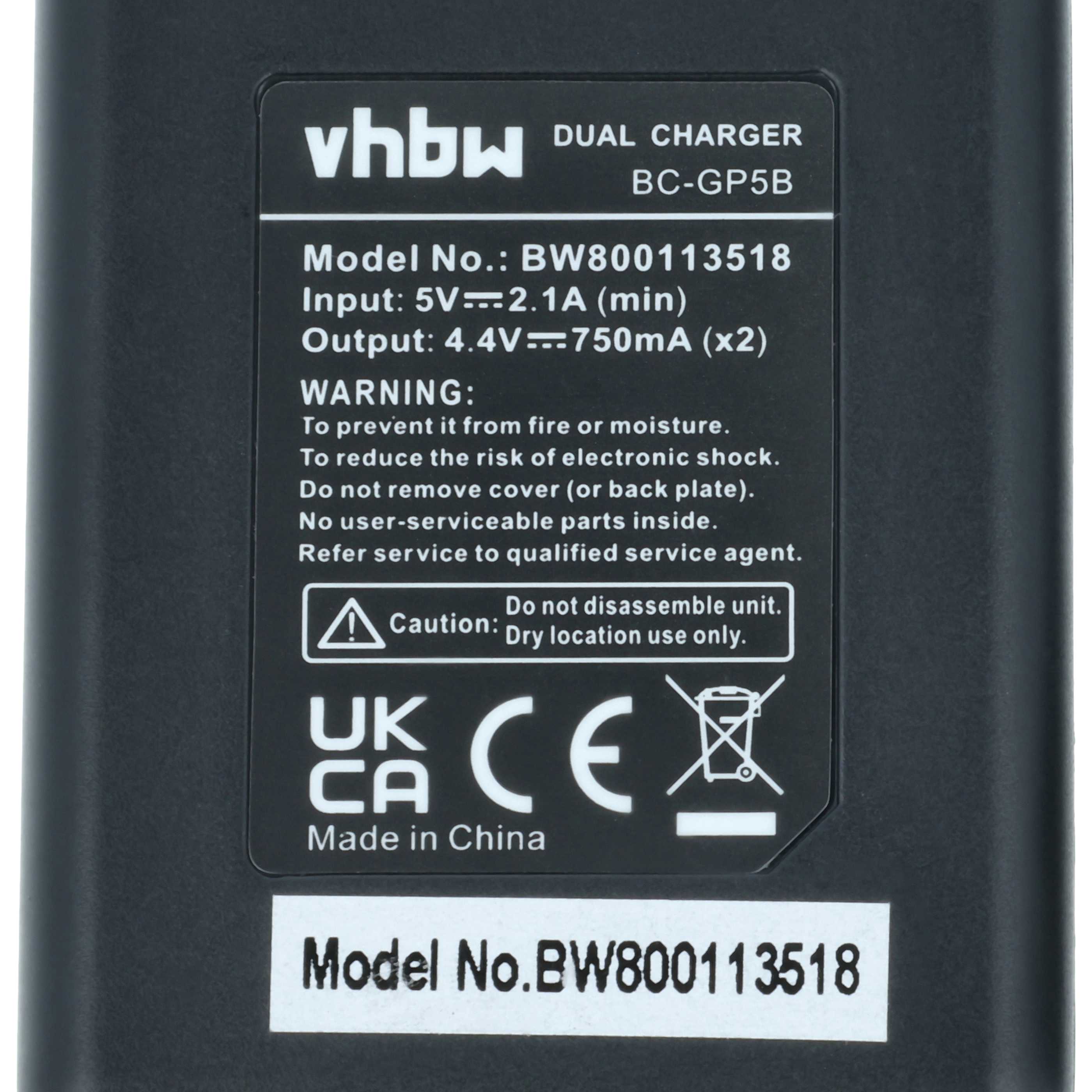 Battery Charger USB-C + Cable USB-C suitable for GoPro, Cameron Sino ASST1 Digital Camera etc. - 0.75 A
