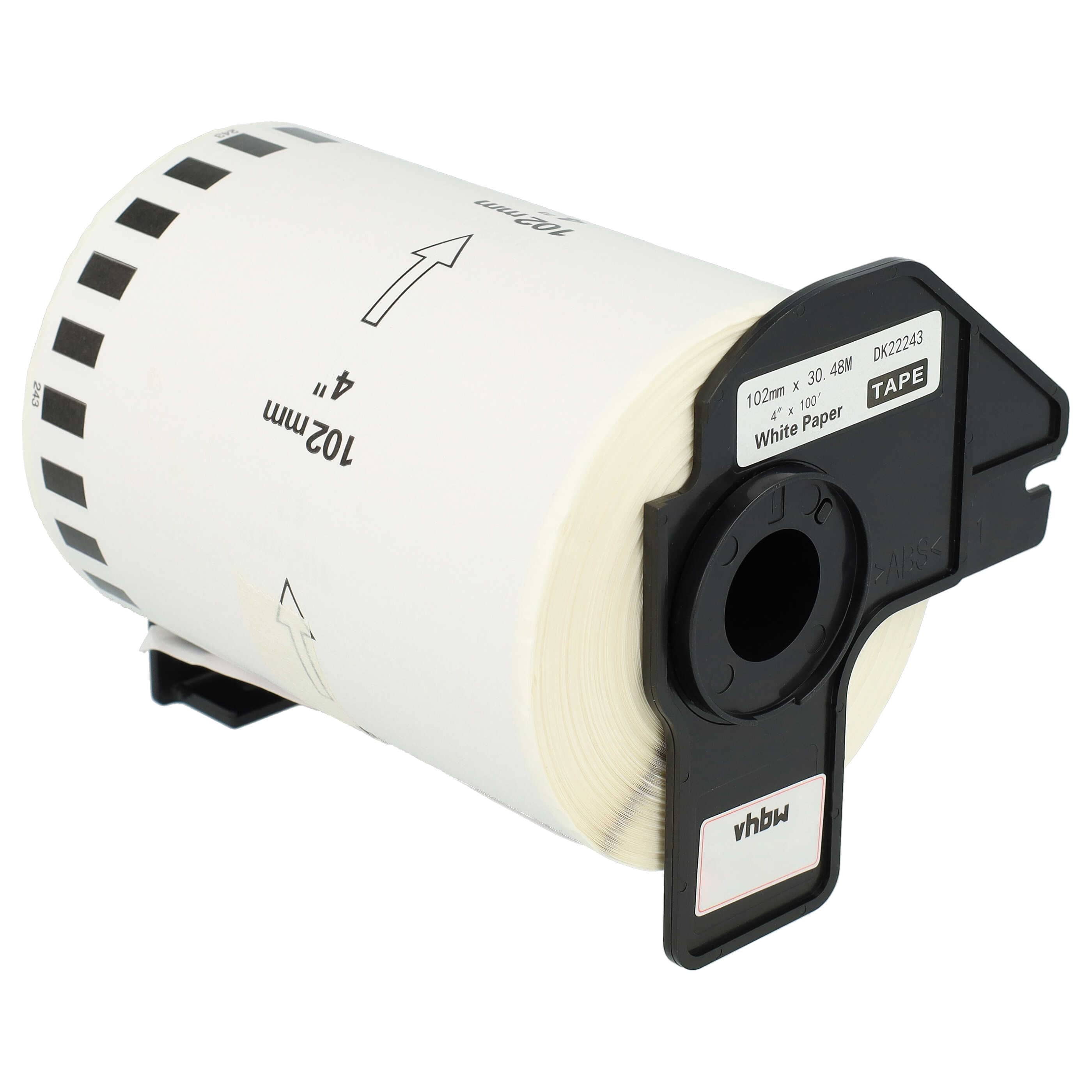 2x Label Roll replaces Brother DK-22243 Labeller - 102 mm x 30.48 m + Holder