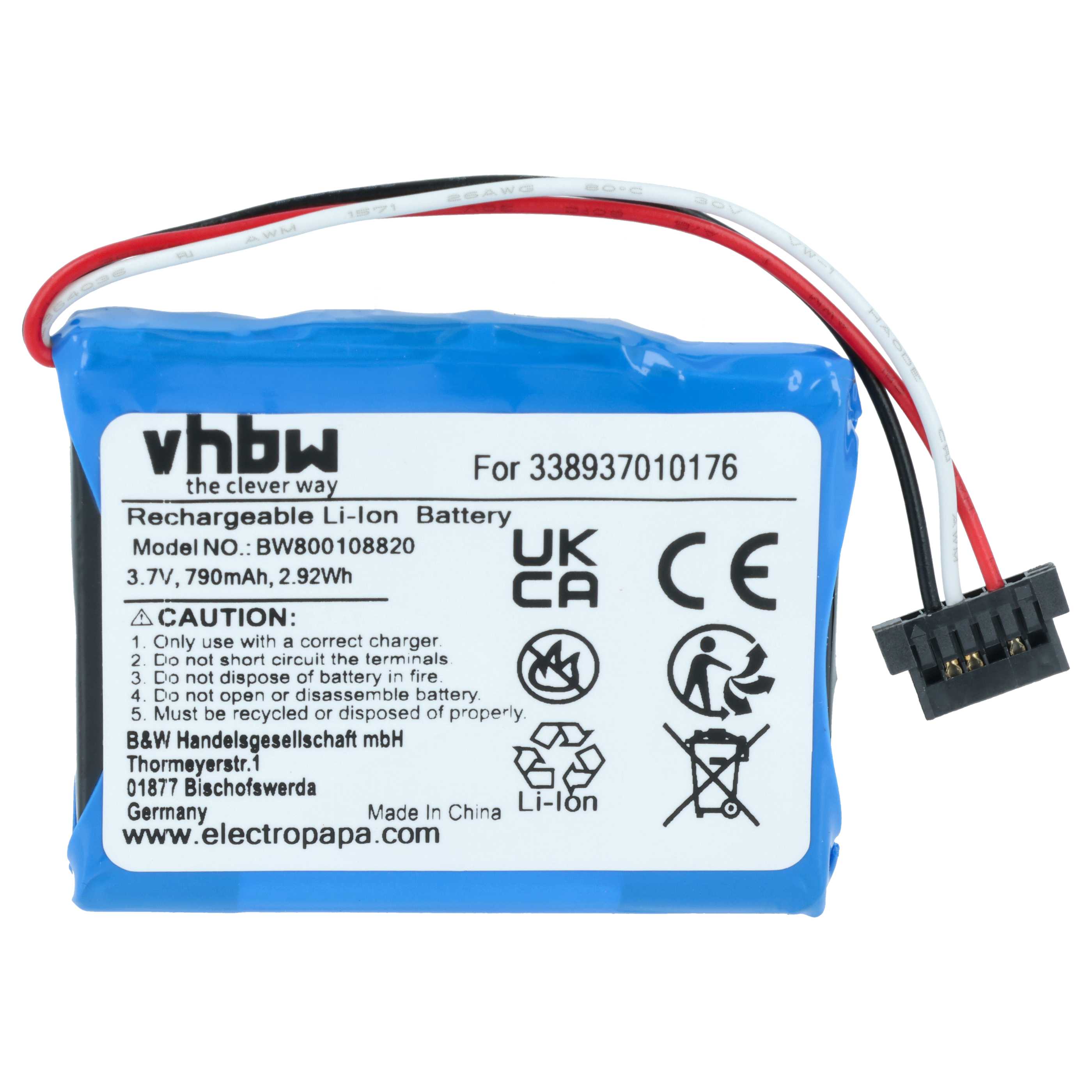 Akumulator do nawigacji GPS zamiennik Pioneer 827304, 338937010176 - 790 mAh 3,7 V Li-Ion