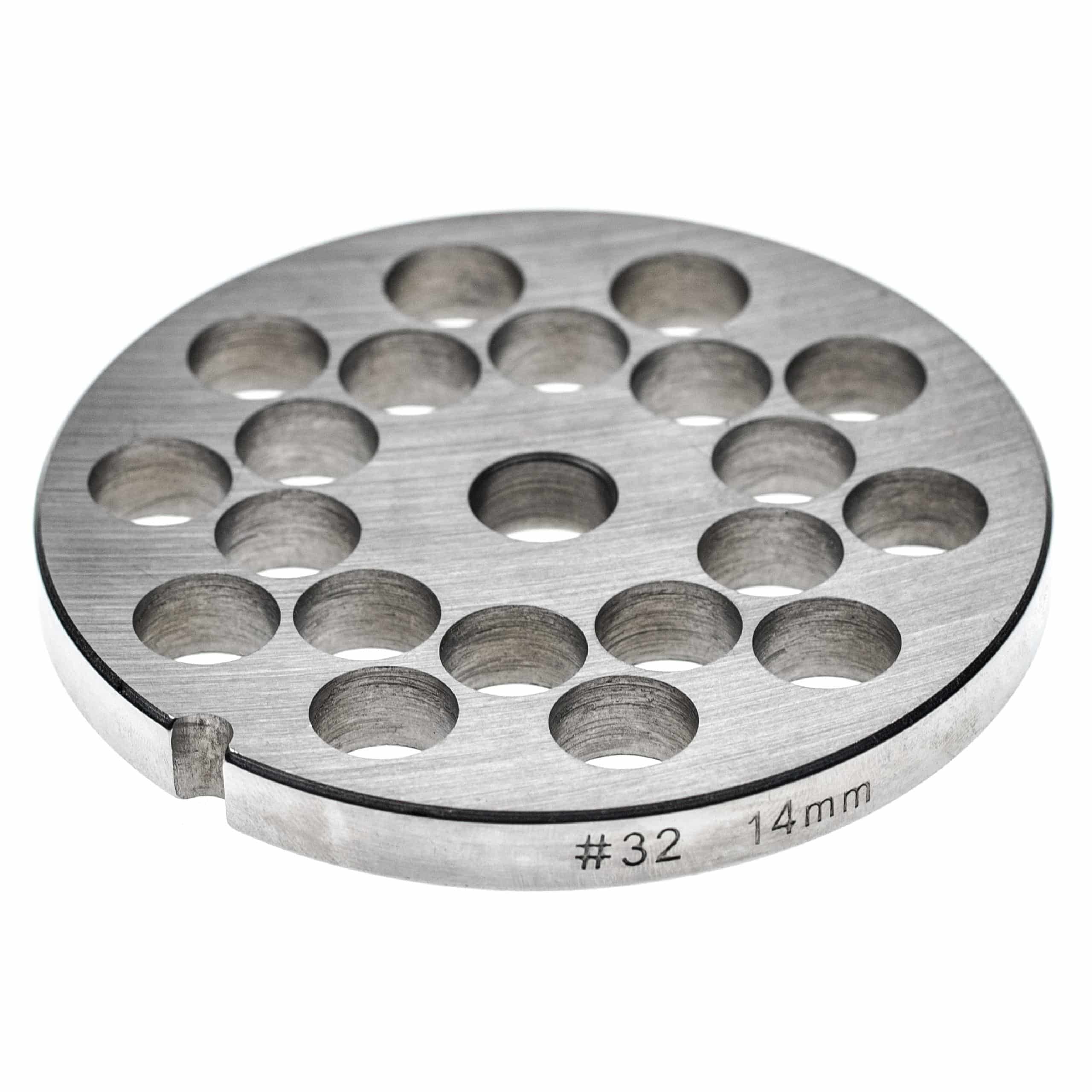 Disque perforé t. 32 pour hachoir ADE, Caso, Fama, KBS, Porkert - trous 14 mm ⌀, acier inoxydable