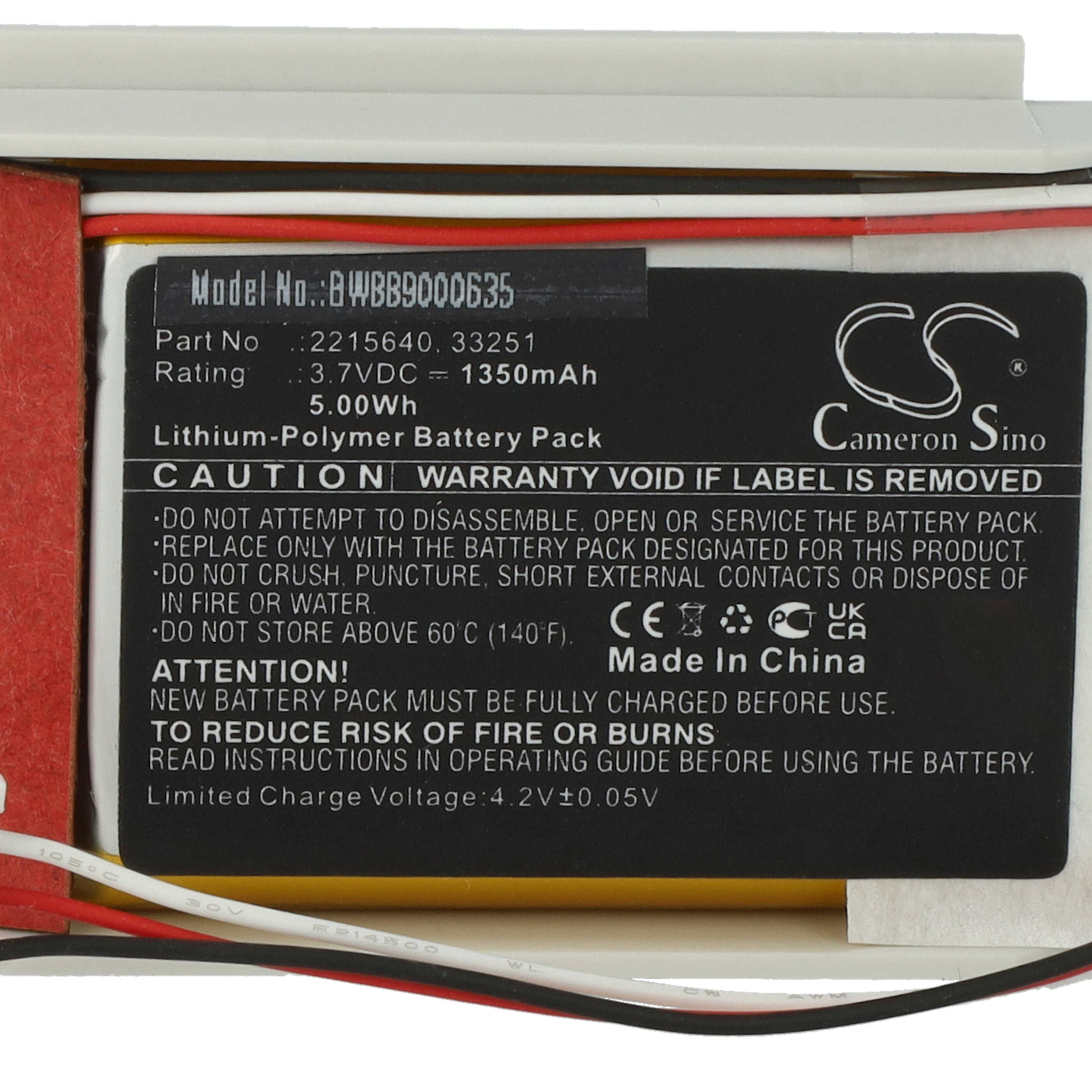 Batería reemplaza Thermo Scientific 33251, 2215640 para tecnología médica - 1350 mAh, 3,7 V