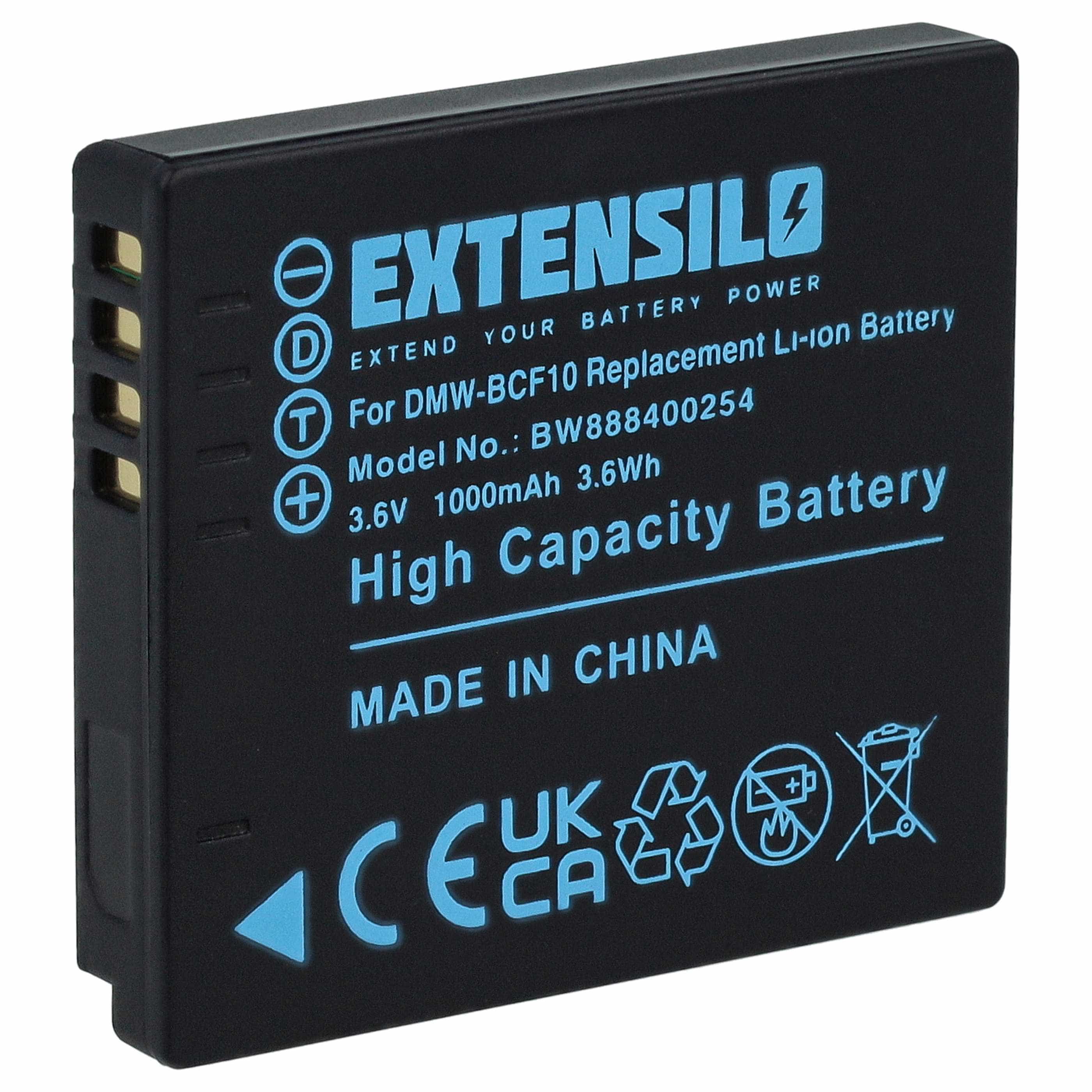 Battery replaces Panasonic CGA-S009E, CGA-S106C, CGA-S/106B, CGA-S/106C, CGA-S009 - 1000mAh, 3.7V, Li-Ion