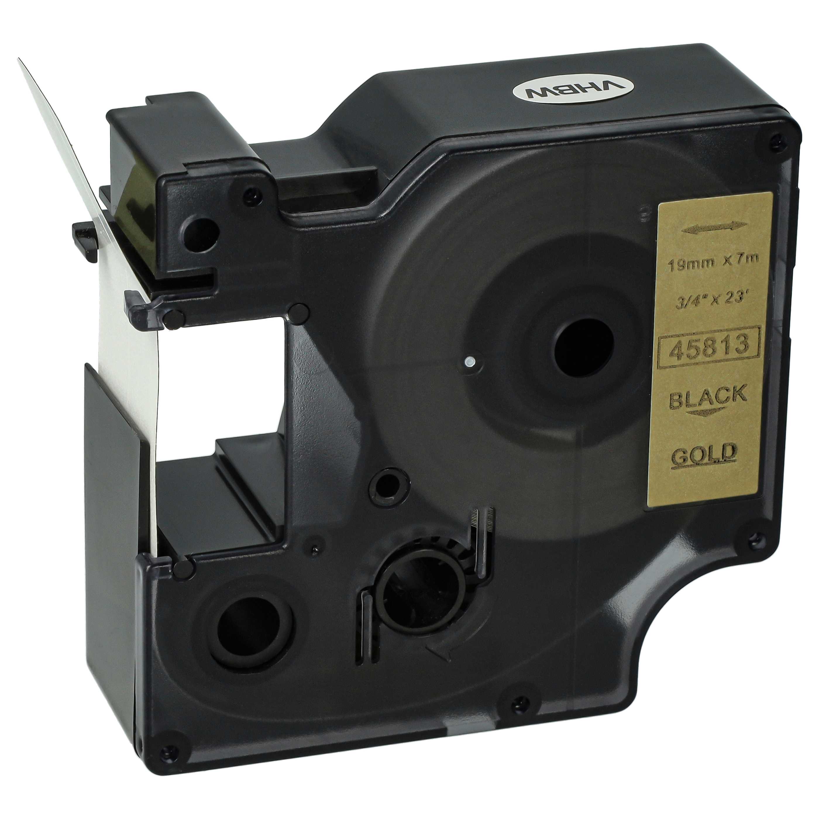 Label Tape replaces Dymo 45813, D1 - 19 mm Black to Gold