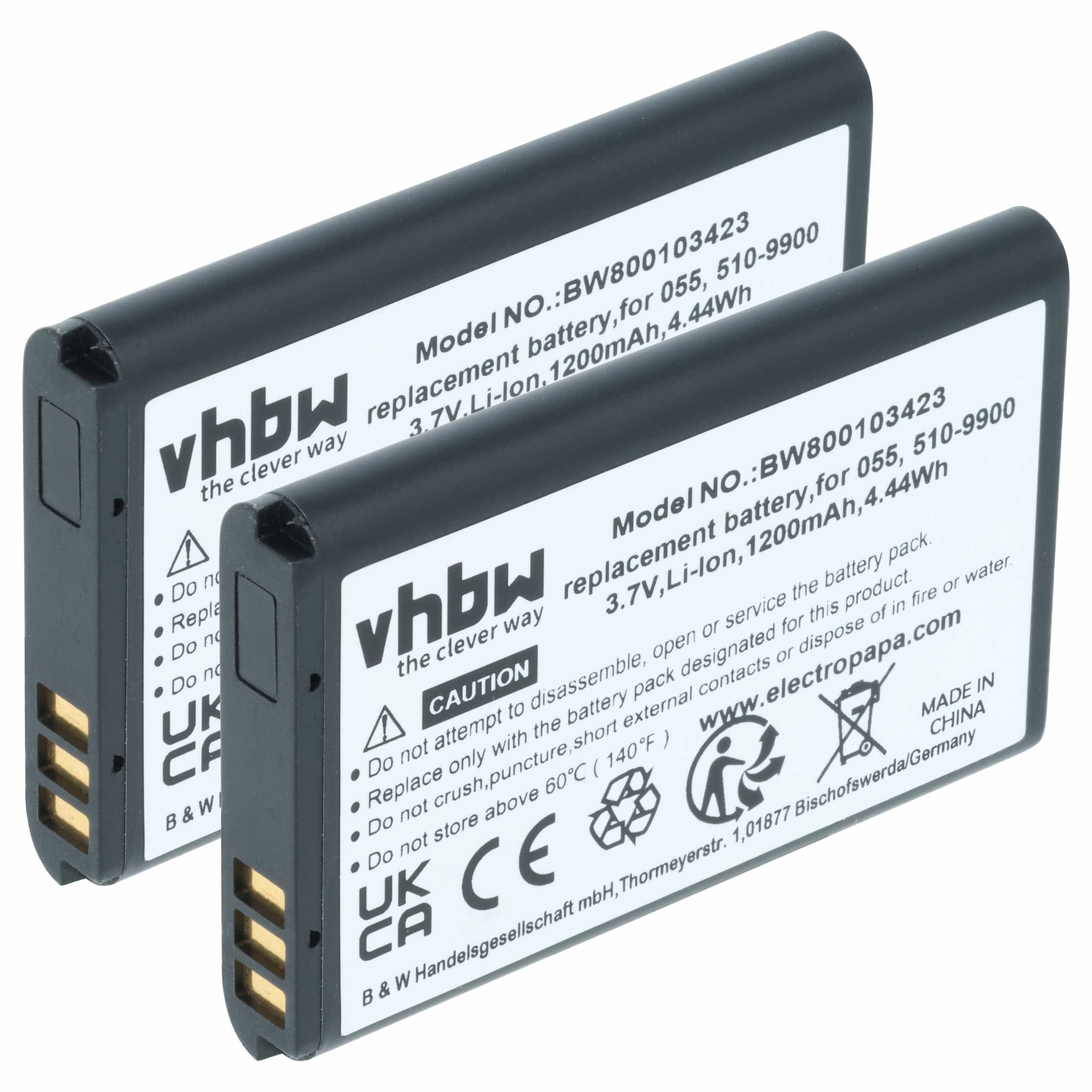 Videocamera 2x Battery replaces Liquid Image 510-9900, 055 - 1200 mAh 3.7 V Li-Ion