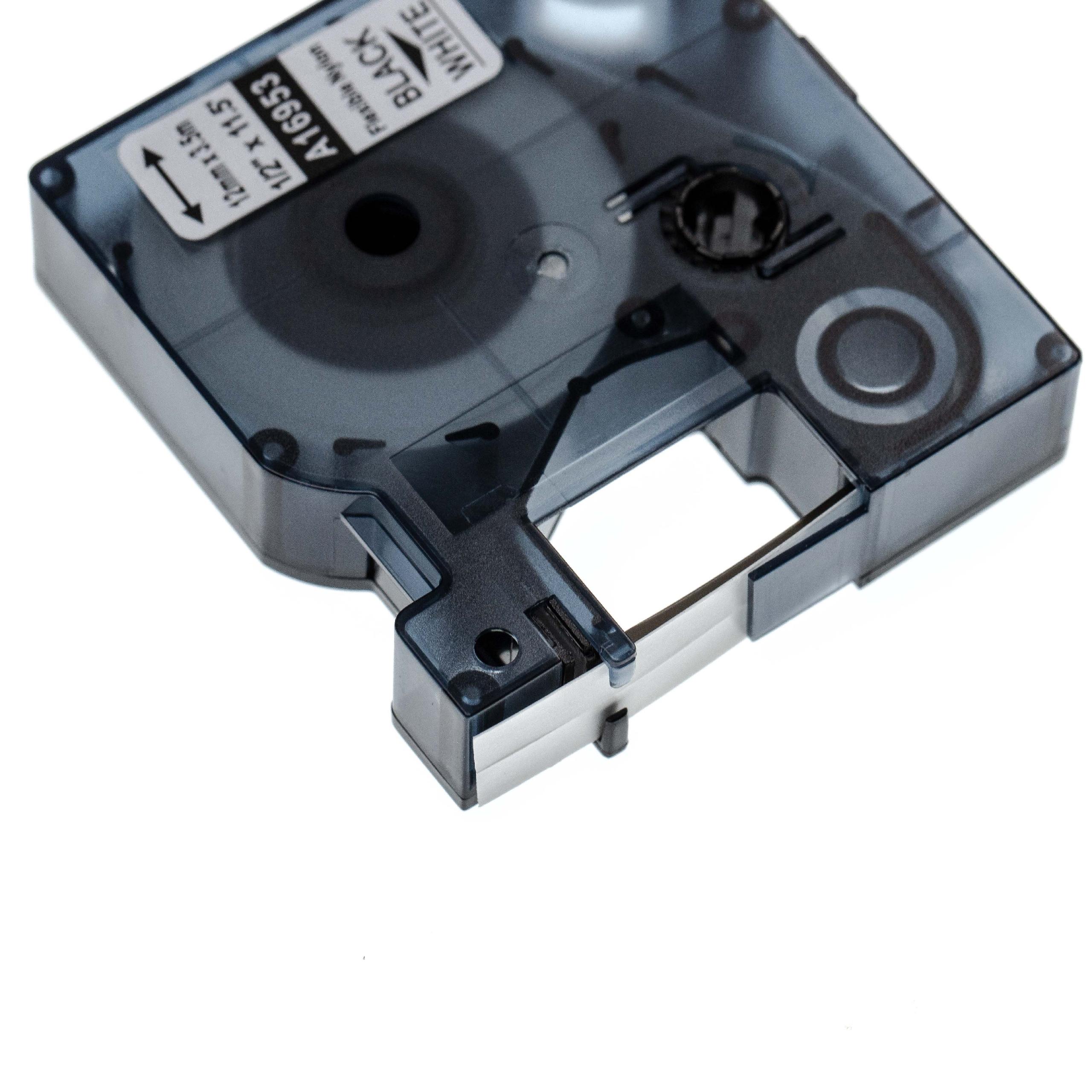 Cassetta nastro sostituisce Dymo 16953, S0718040 per etichettatrice 12mm nero - bianco, flessibile