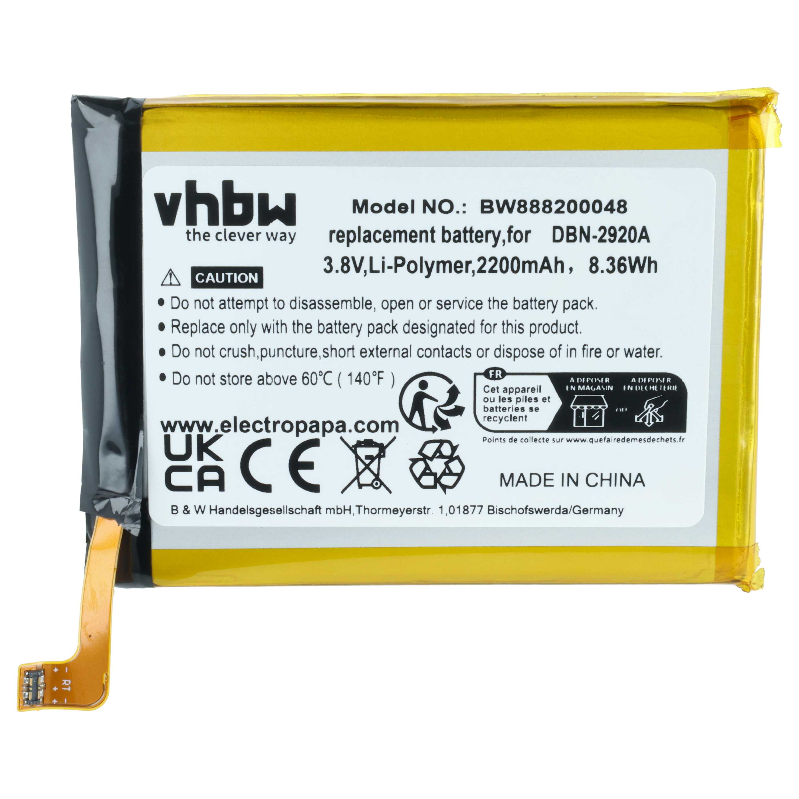 Akumulator do telefonu smartfona Doro 8040, 8042 - 2200 mAh 3,8 V LiPo