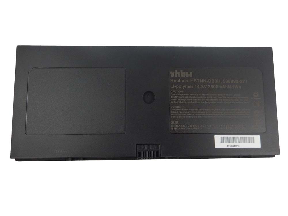 Batterie remplace HP 580956-001, 538693-271 pour ordinateur portable - 2800mAh 14,8V Li-polymère, noir