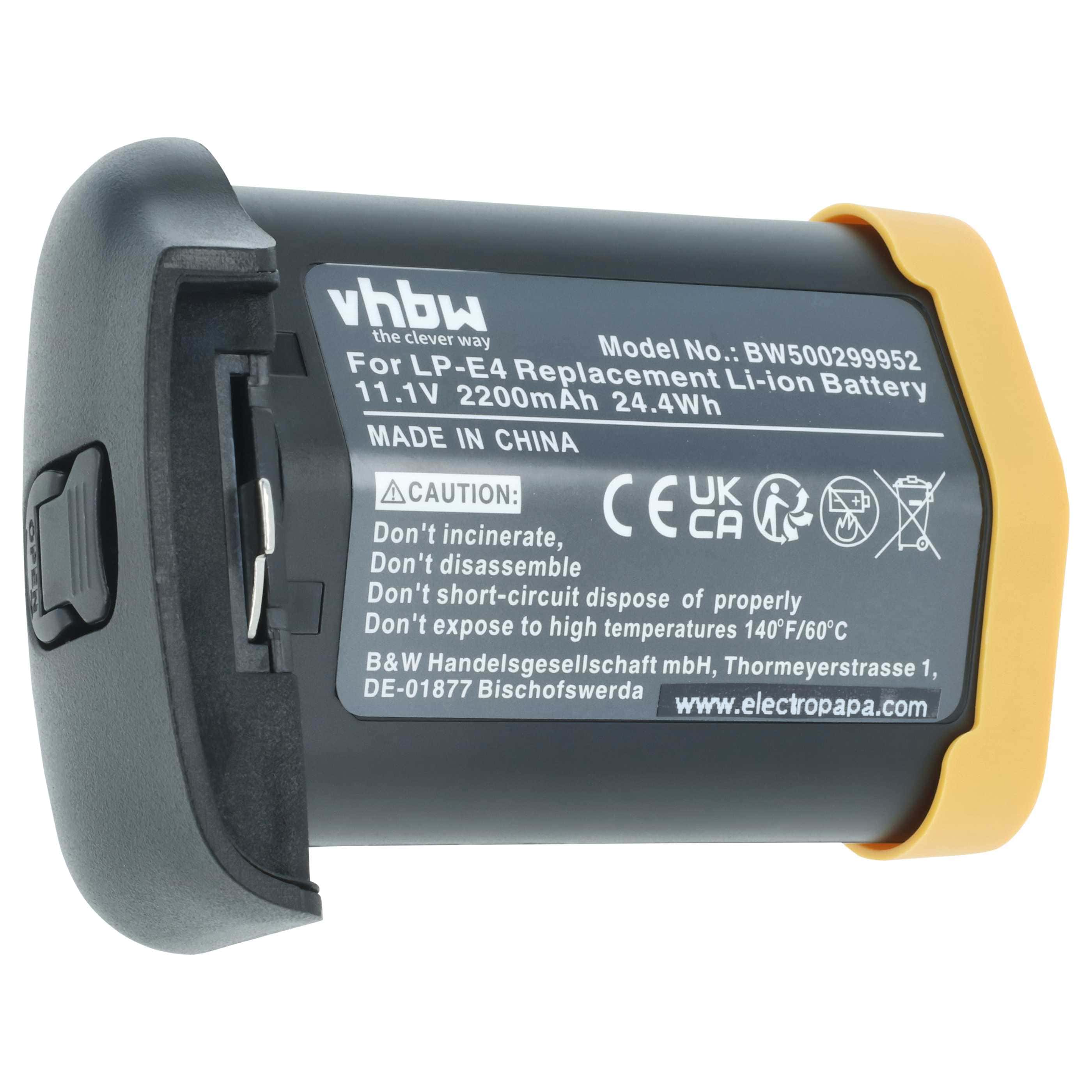 Battery replaces Canon LP-E4N, LP-E4 - 2200mAh, 11.1V, Li-Ion