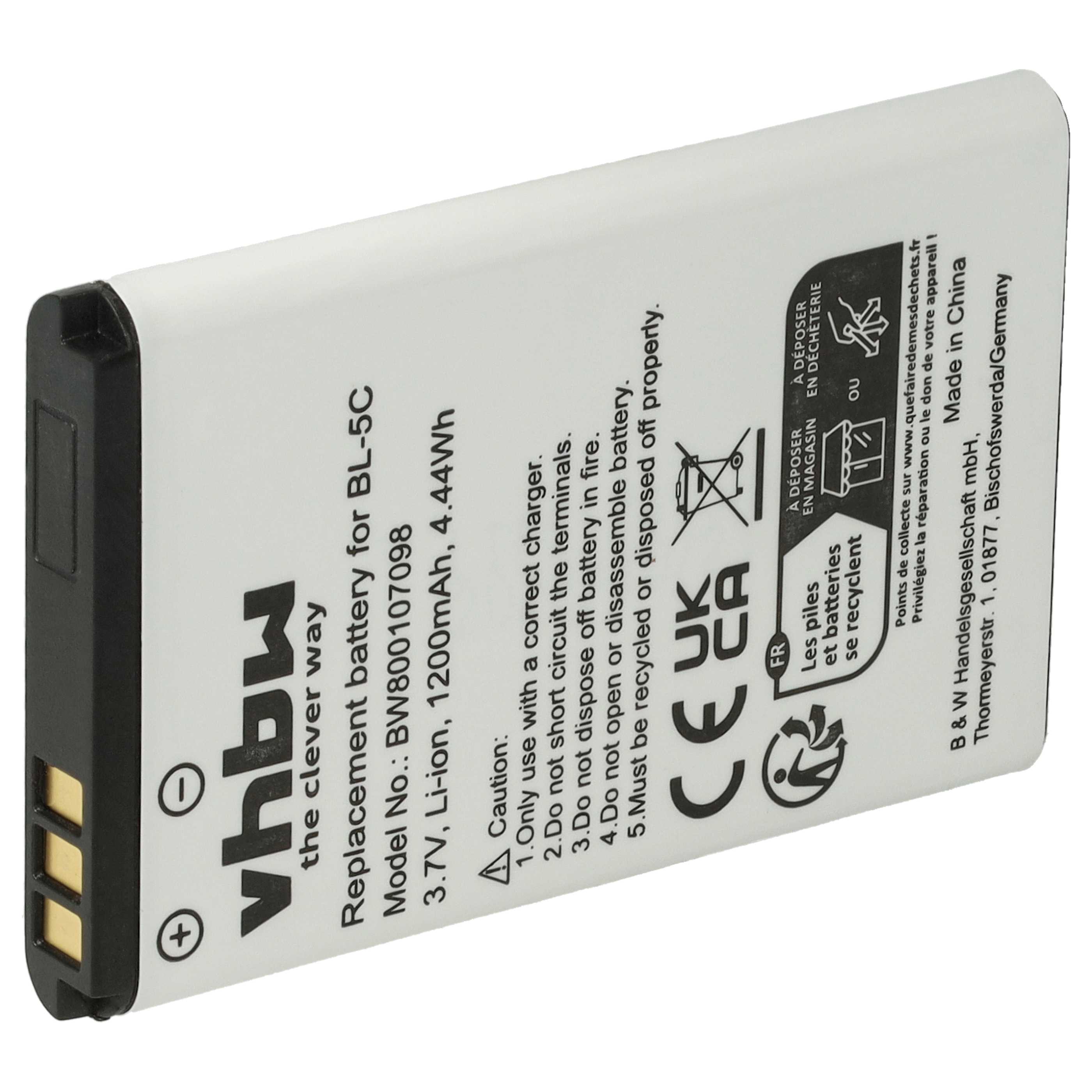 Akku (5 Stück) als Ersatz für Alcatel 3BN67332AA, 10000058, RTR001F01 - 1200mAh 3,7V Li-Ion